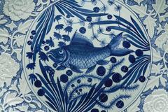 Chinese Modern Blue and White Fish Charger, 20th Century