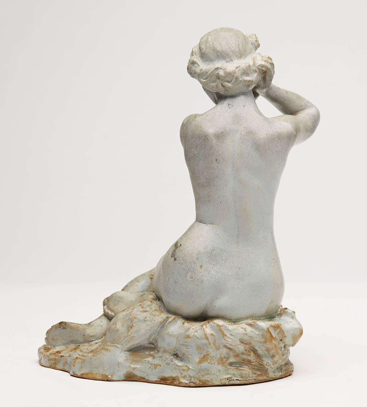 Charles Greber Art Pottery Seated Nude Sculpture, circa 1900 In Excellent Condition In Bishop's Stortford, Hertfordshire