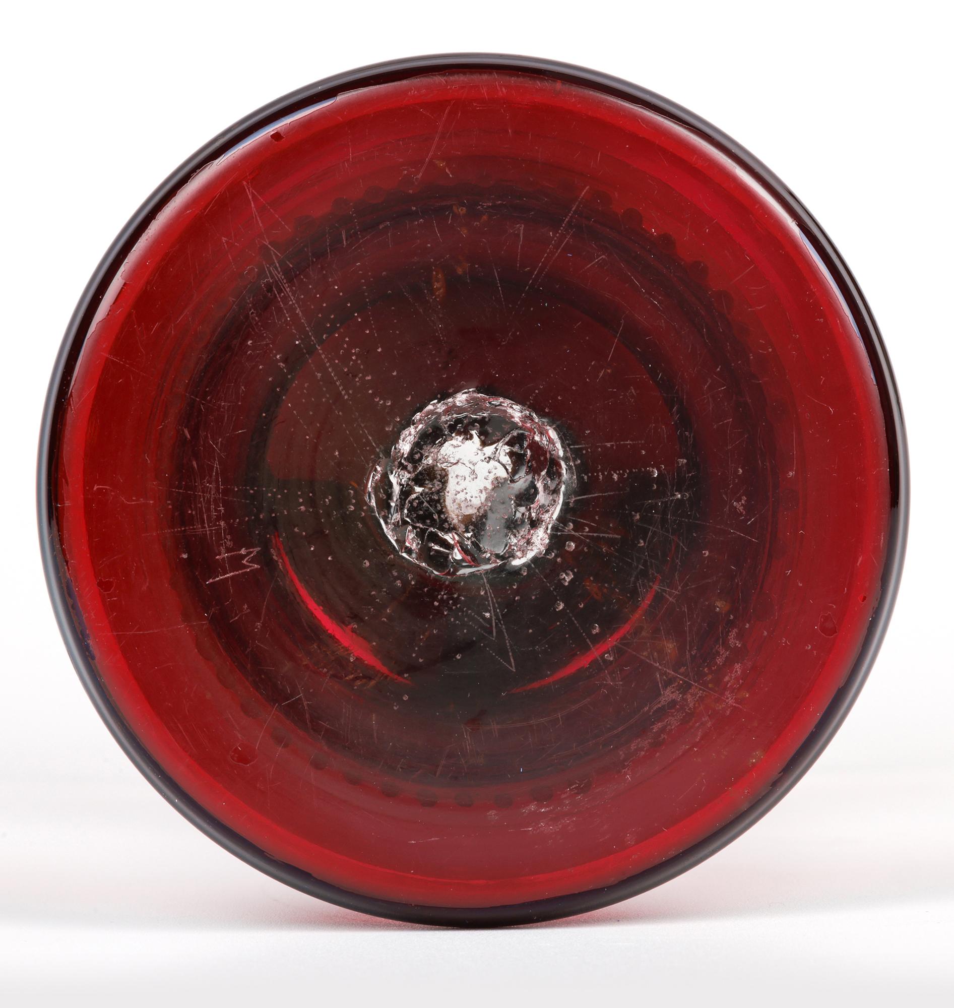 Carl Günther Bohemian Ruby Flash Glass Goblet with Hunting Scenes For Sale 9
