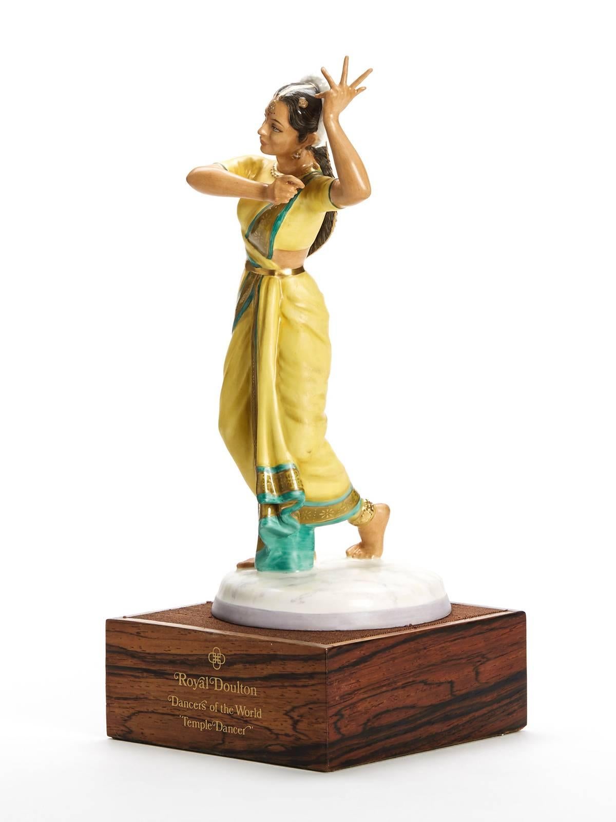 Hand-Painted Royal Doulton Indian Temple Dancer Figurine, 1976