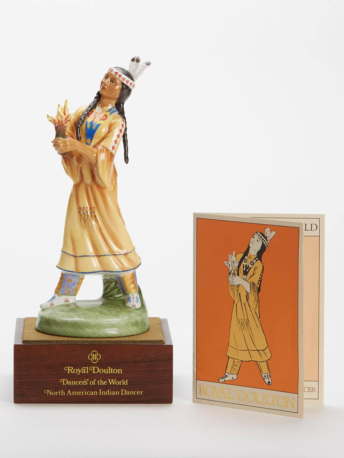 Originating from a private collection a vintage limited edition Royal Doulton dancers of the World Series porcelain figurine titled North American Indian dancer and numbered HN2809. Designed by Peggy Davies the figure is one of 12 figures produced
