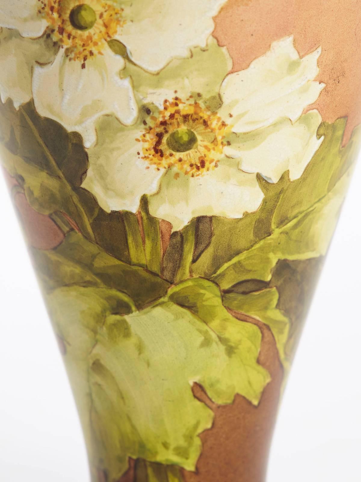 English Doulton Lambeth Floral Faience Vase, circa 1880