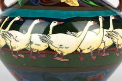 Frederick Rhead Foley Intarsio Geese Pattern Art Pottery Vase