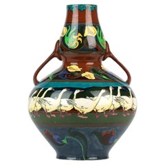 Frederick Rhead Foley Intarsio Geese Pattern Art Pottery Vase