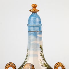 Richard Ginori Urbino Style Italian Maiolica Hand Painted Flask & Stopper