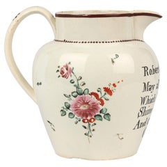 Antique English Pearlware Presentation Birth Jug 1808