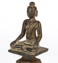 Unusual Burmese Shan Bronze Seated Buddha on Altar