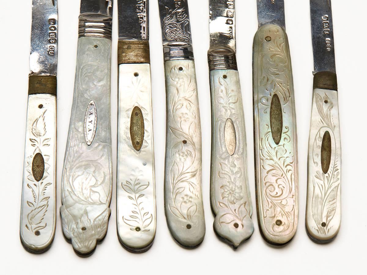 Incredible Antique Folding Fruit Knife Collection, 18th20th Century For Sale at 1stdibs