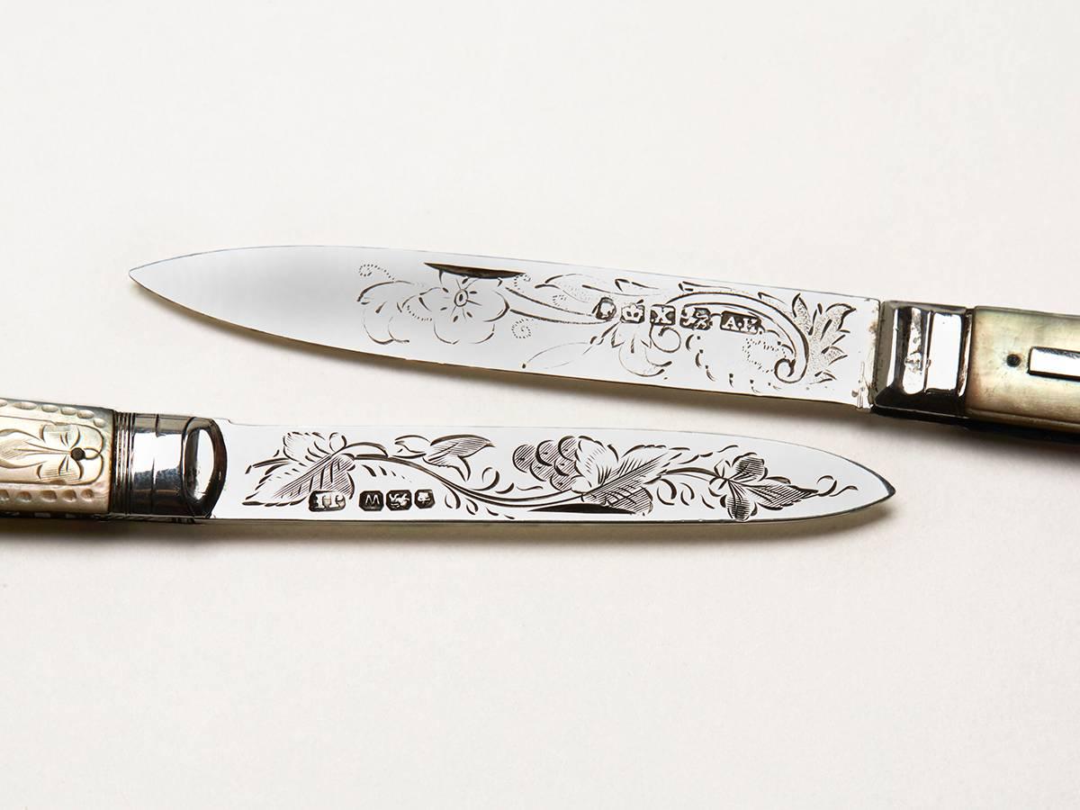Mother-of-Pearl Incredible Antique Folding Fruit Knife Collection, 18th-20th Century