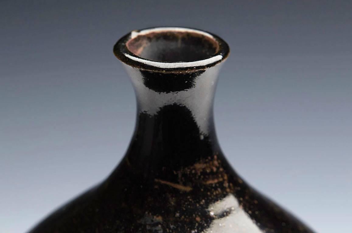 Antique Oriental/Japanese Tenmoku Black Glazed Stoneware Vase 18th-19th Century 2