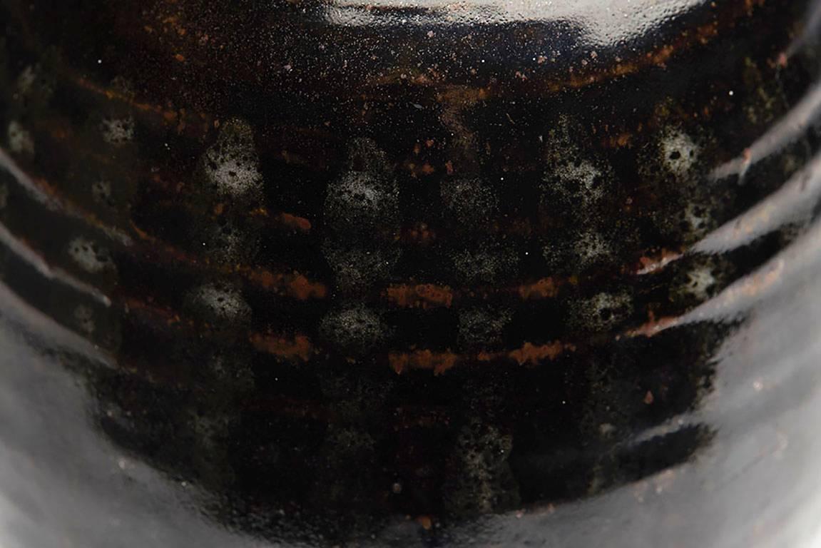 Antique Oriental/Japanese Tenmoku Black Glazed Stoneware Vase 18th-19th Century 3