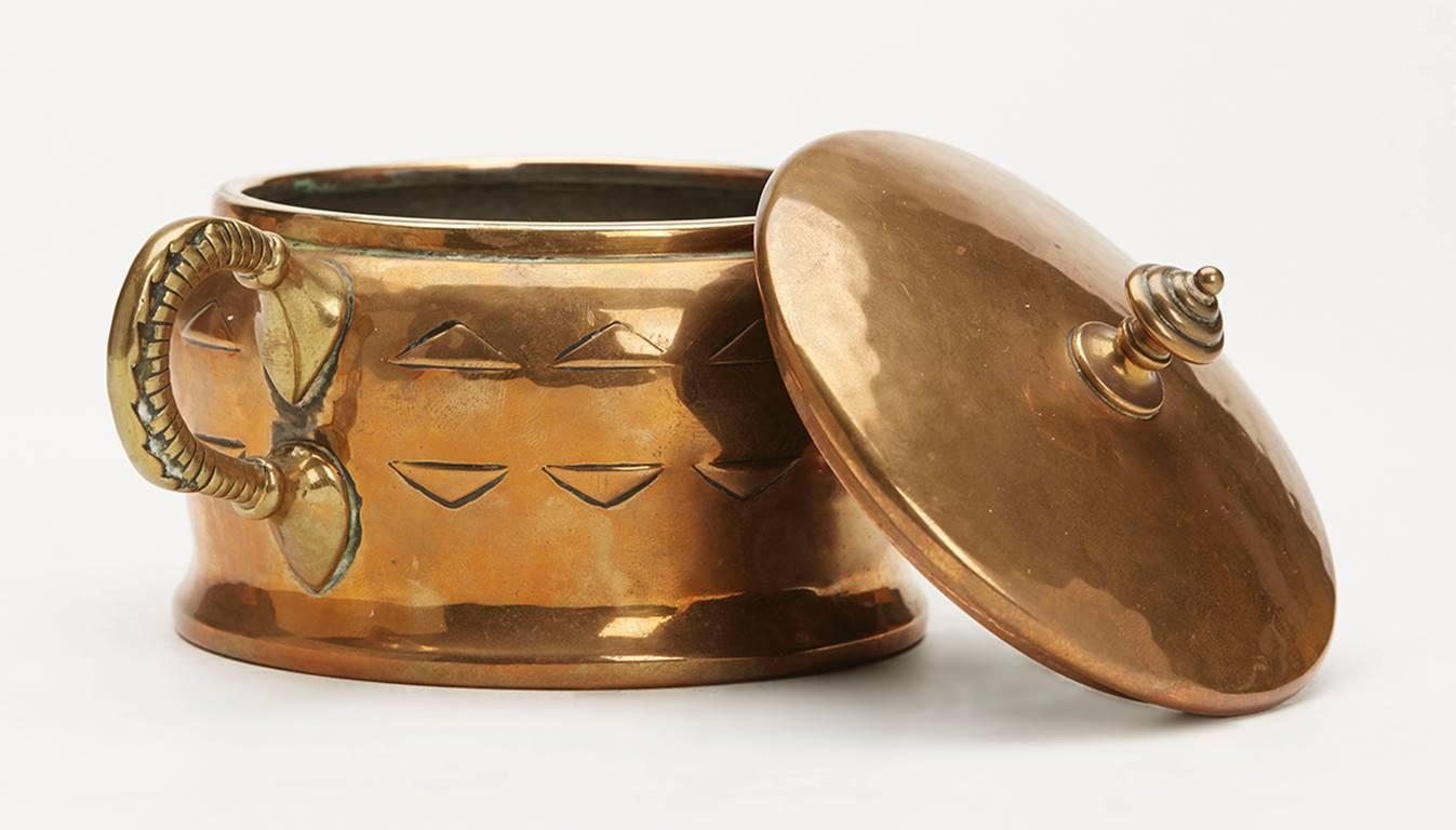 WMF Jugendstil Stylish Brass Three-Piece Tea Set, circa 1900 For Sale 3