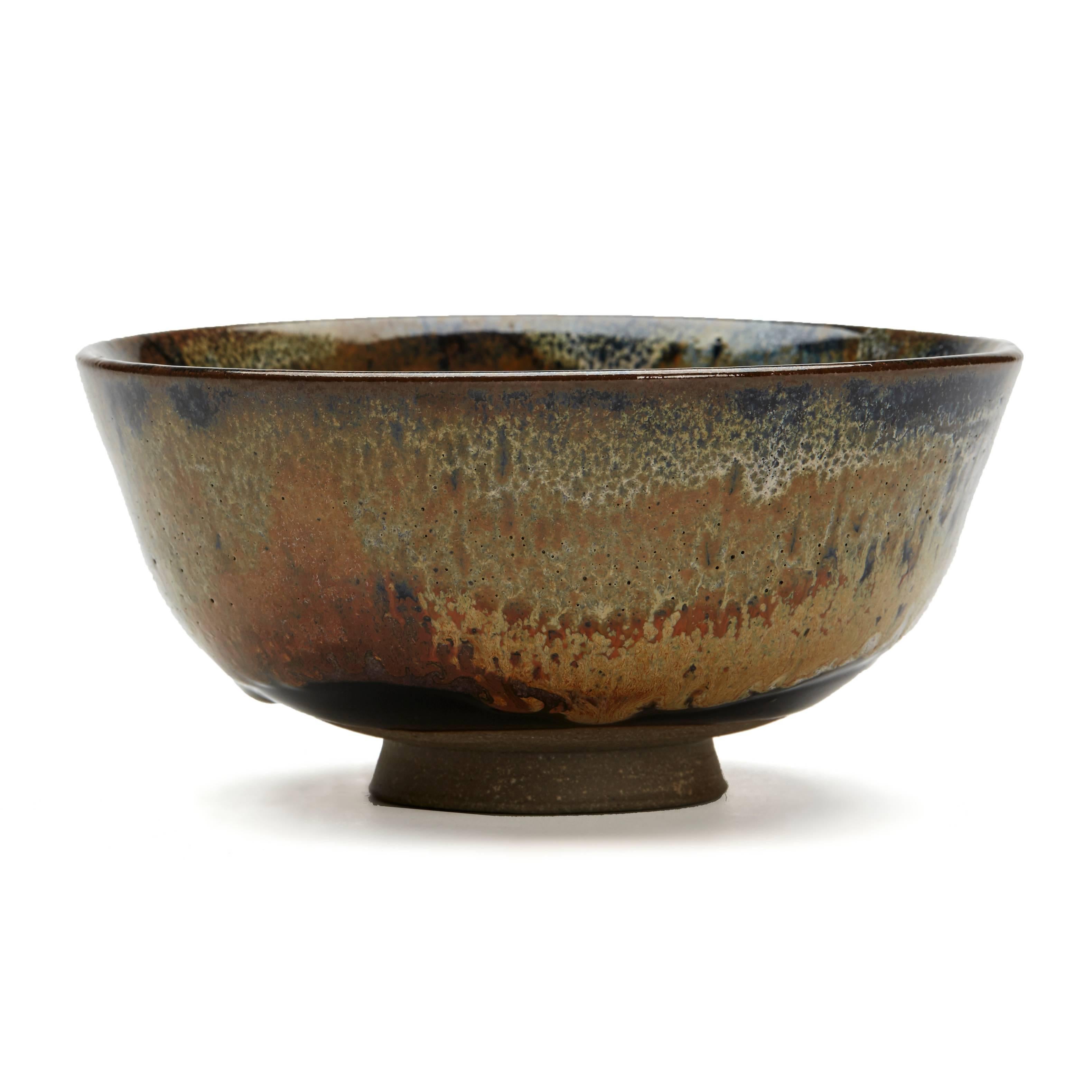 Stoneware Vintage Studio Pottery Colour Glazed Bowl, 20th Century