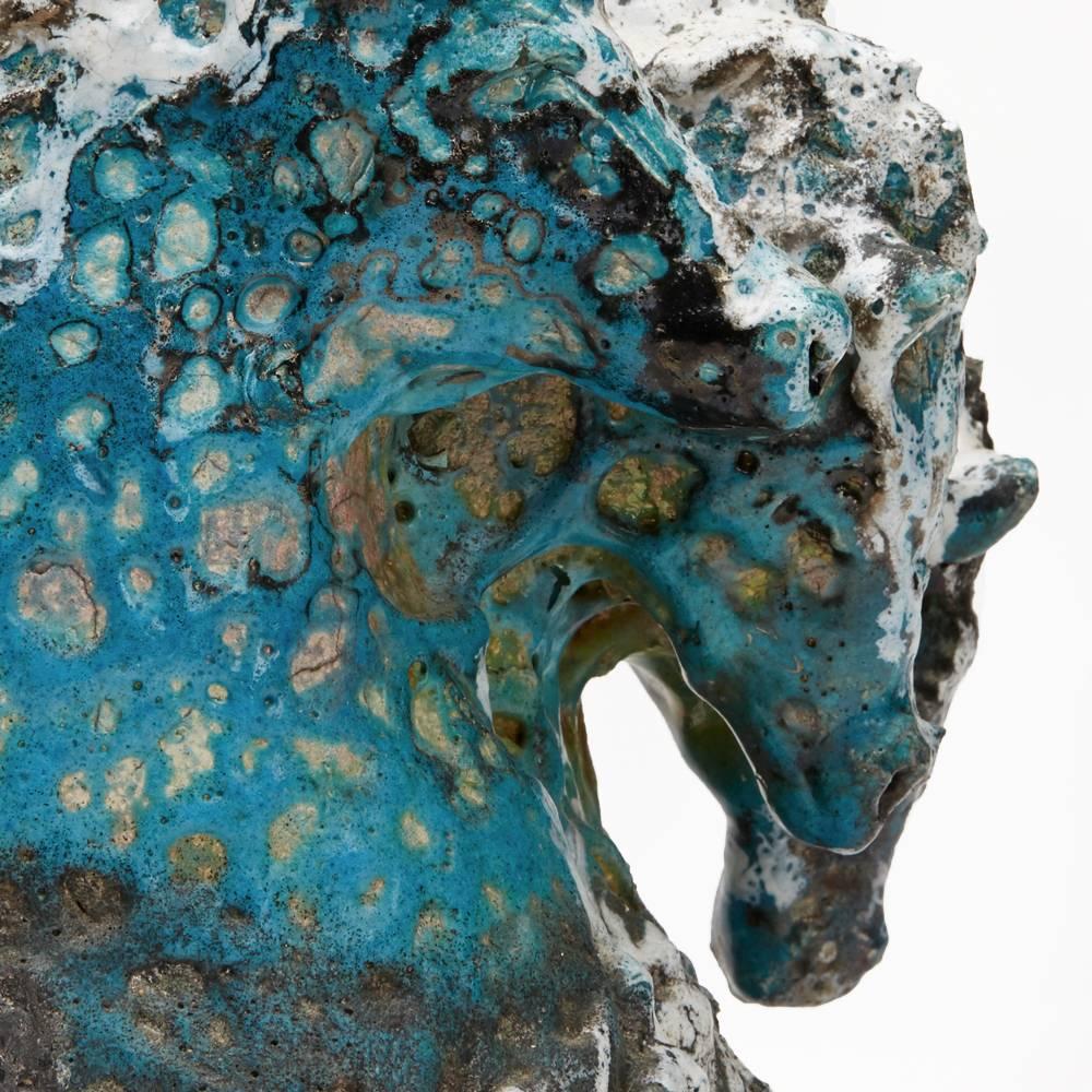 Studio Pottery Raku Horseheads Sculpture by Jane Malvisi 6