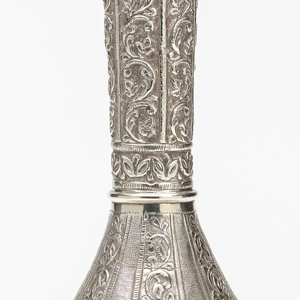 Antique Indo-Middle Eastern Silver Rose Water Bottle, circa 1900 In Good Condition In Bishop's Stortford, Hertfordshire