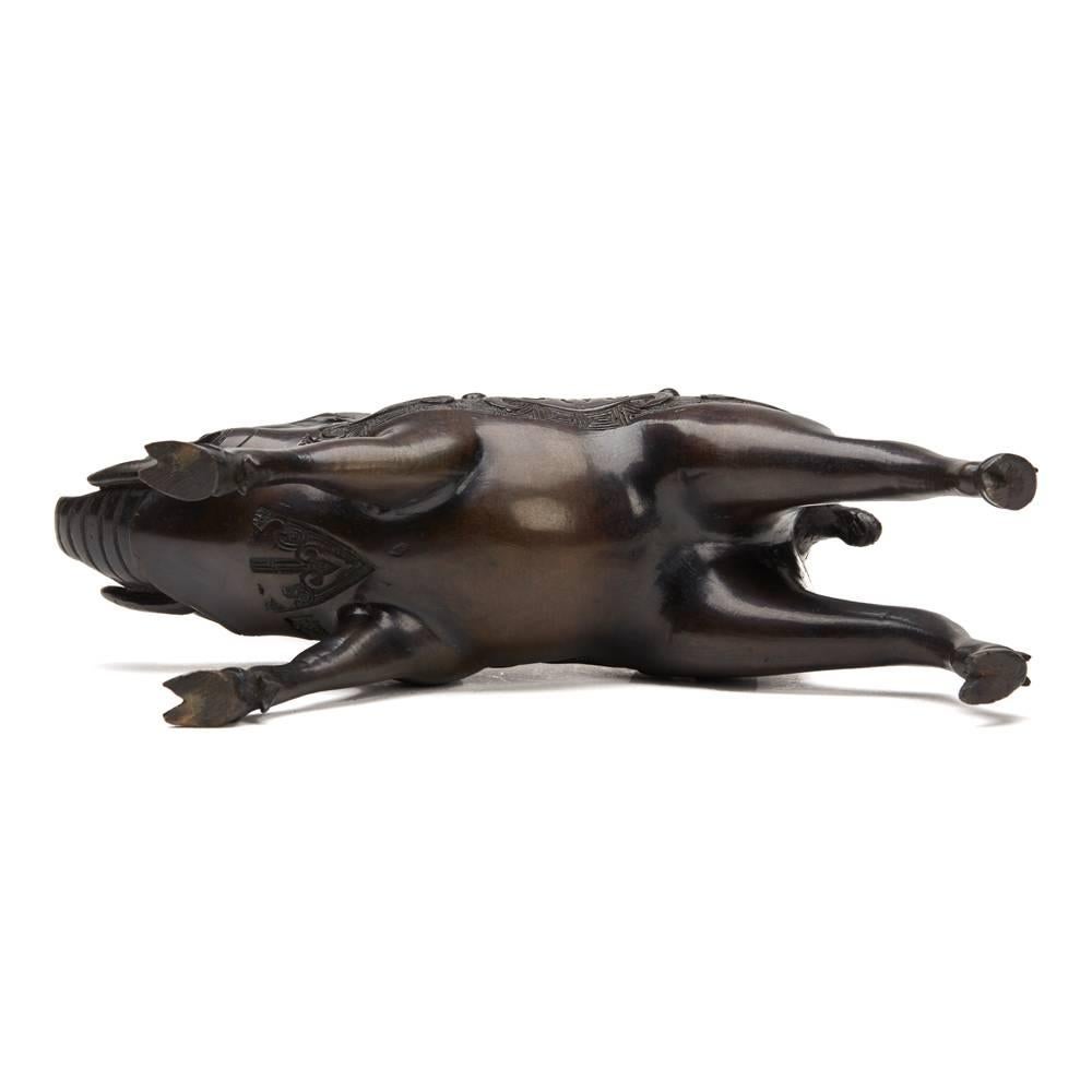 Japanese Meiji Bronze Wild Boar Figure, 19th Century 3