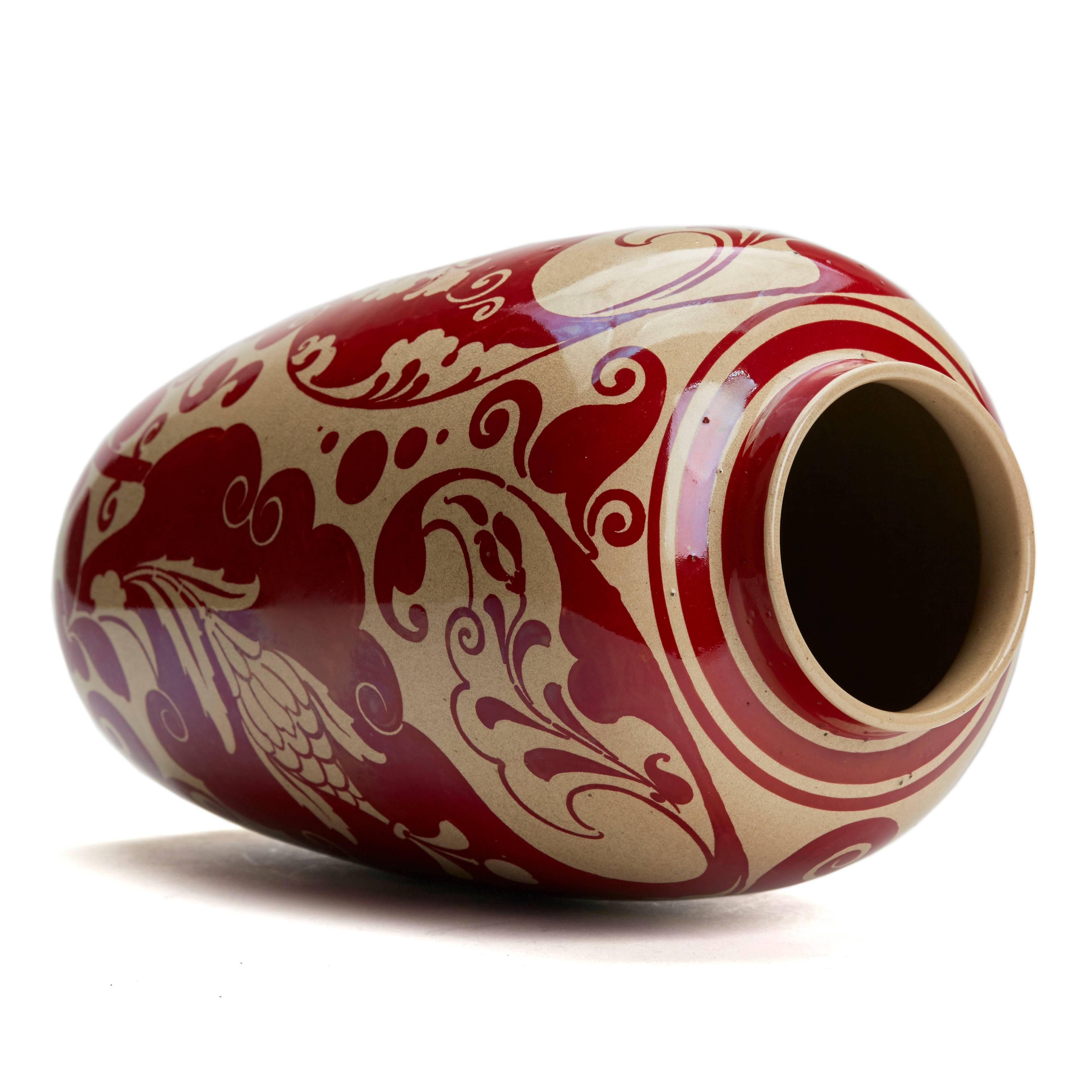 Glazed Joseph Walmsley Burmantofts Faience Red Lustre Vase