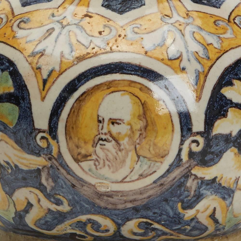 Antique Italian Maiolica Portrait Painted Pottery Vase, 19th Century For Sale 6