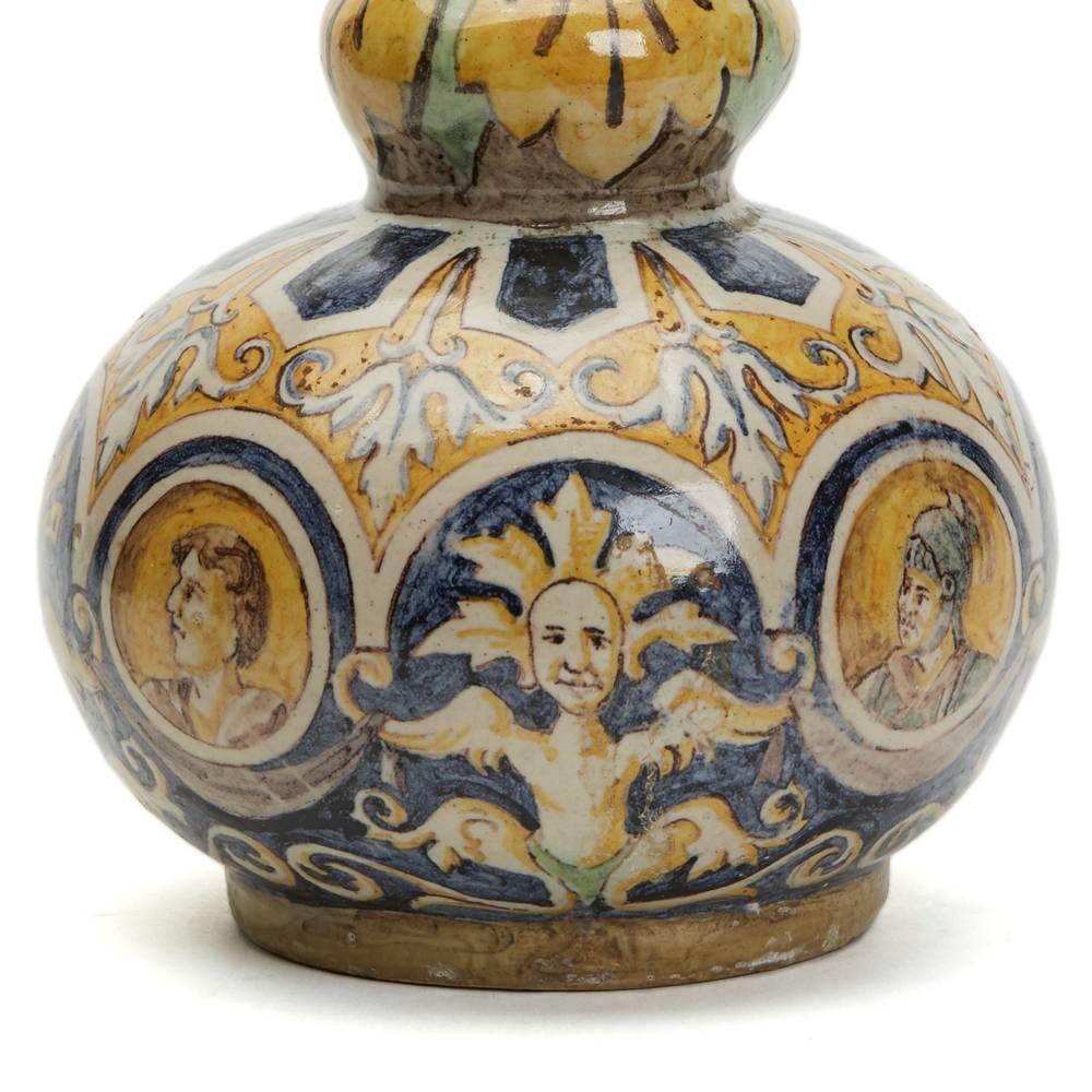 Antique Italian Maiolica Portrait Painted Pottery Vase, 19th Century For Sale 5