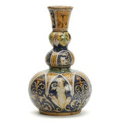 Vase italien ancien peint classique en majolique italienne du 19ème siècle