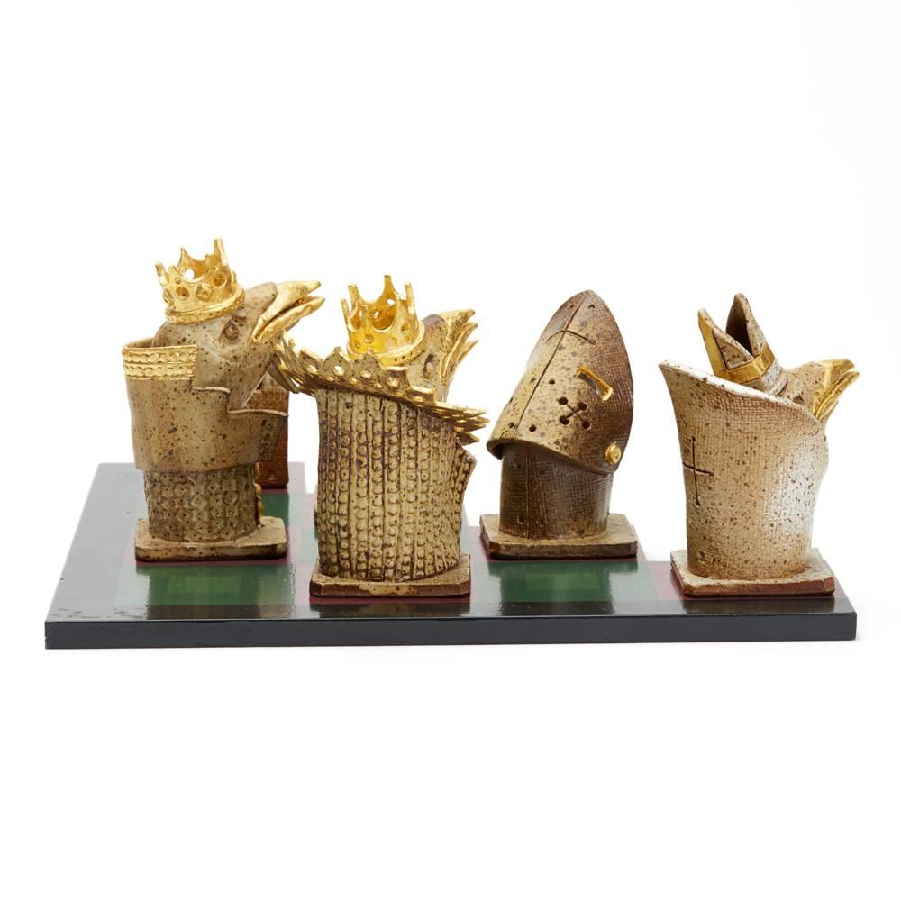 Modern Kenneth Breeze Studio Pottery Chess Sculpture Installation For Sale