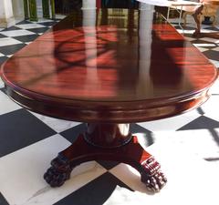 Round Dining Table, 54"Neoclassical solid Mahogany expanding to 12.5' lion claws