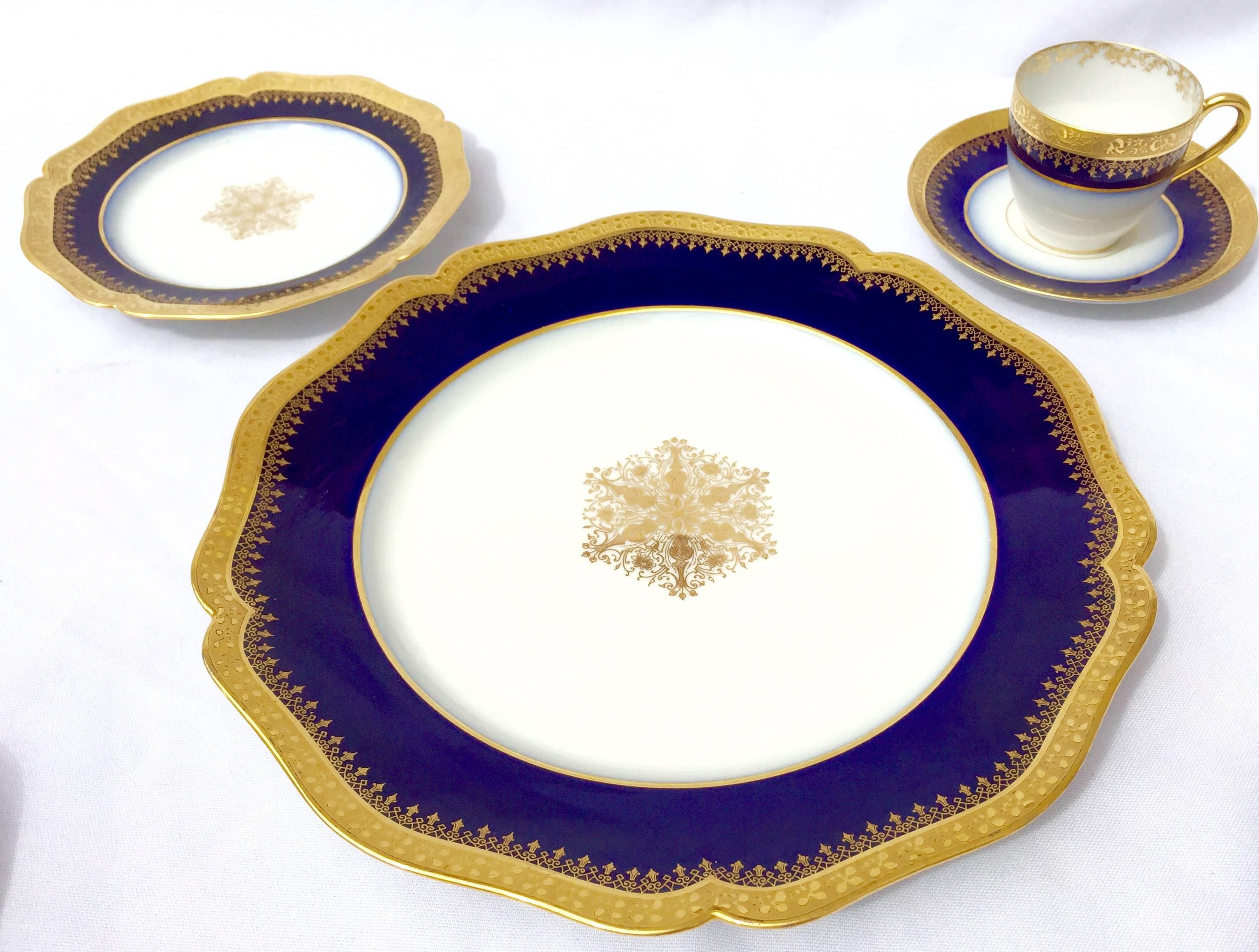 limoges china blue and gold