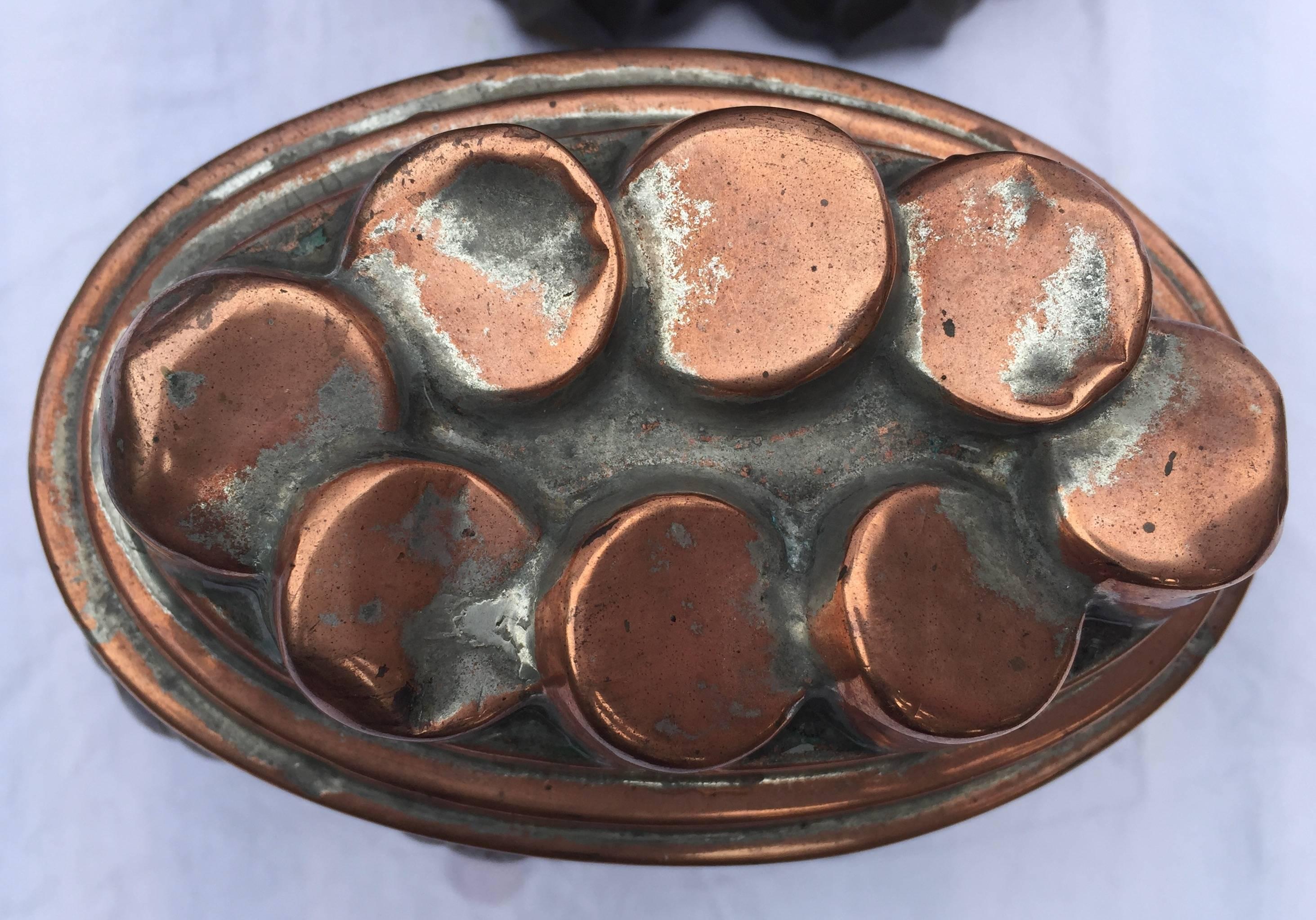 We just received this exquisite collection of mid to late 19th century decorative copper cake/cookie molds from a Manchester by the Sea Estate. Most have markings of liquid volume.
They are a highlight in every bakers kitchen, come bring back the