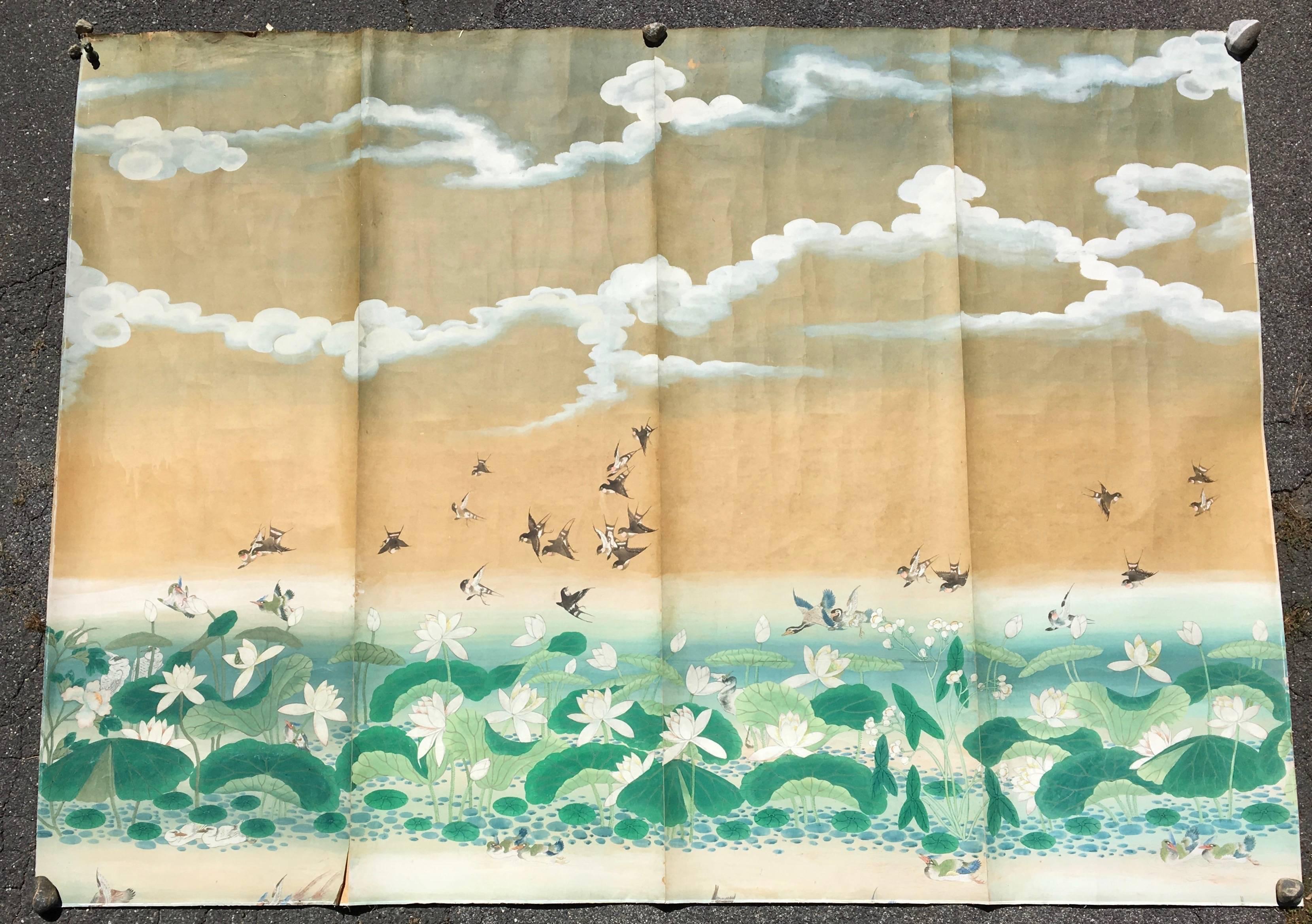 This stunning Hand Painted Chinese Export Wallpaer in the style of 