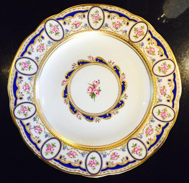 12 Porcelain Dinner Plates after Sevres For Sale at 1stdibs