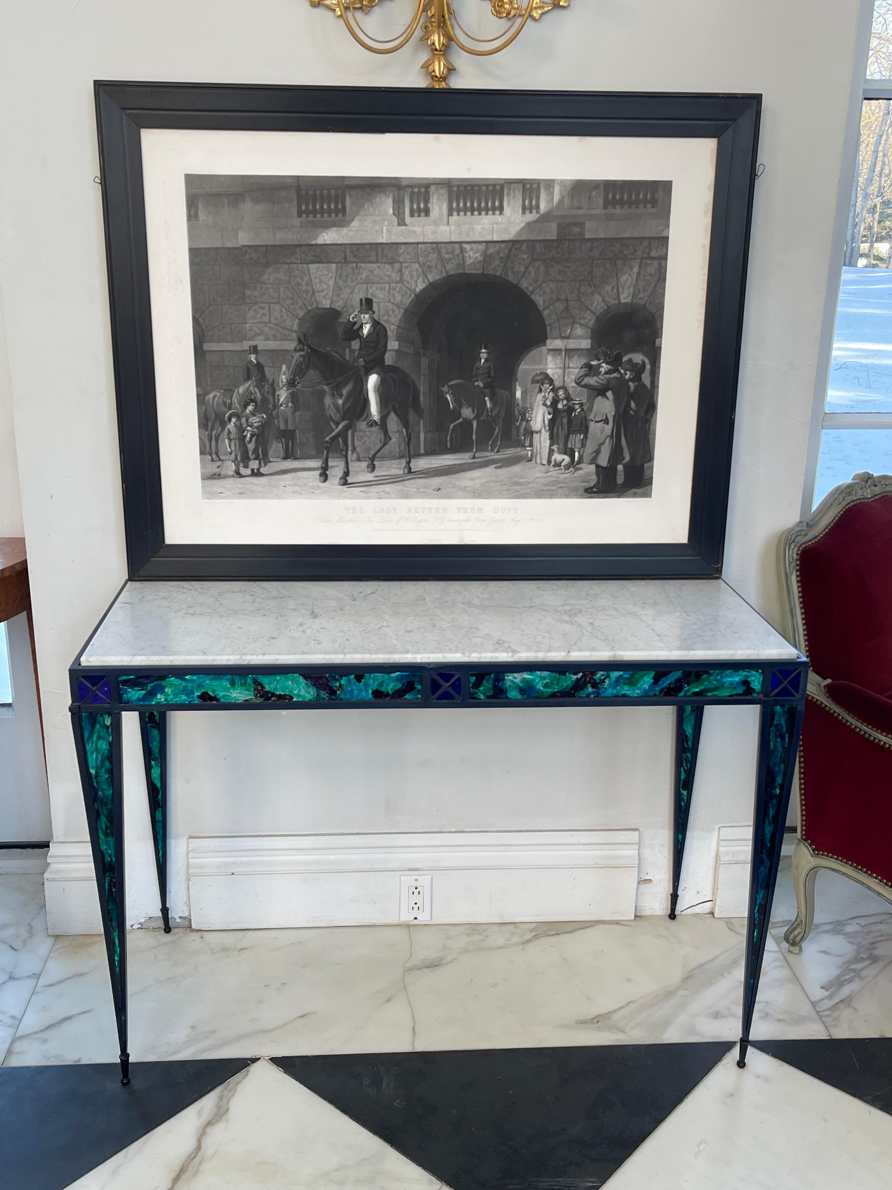 Pair of Contemporary Glass Inlay Console Tables For Sale 10