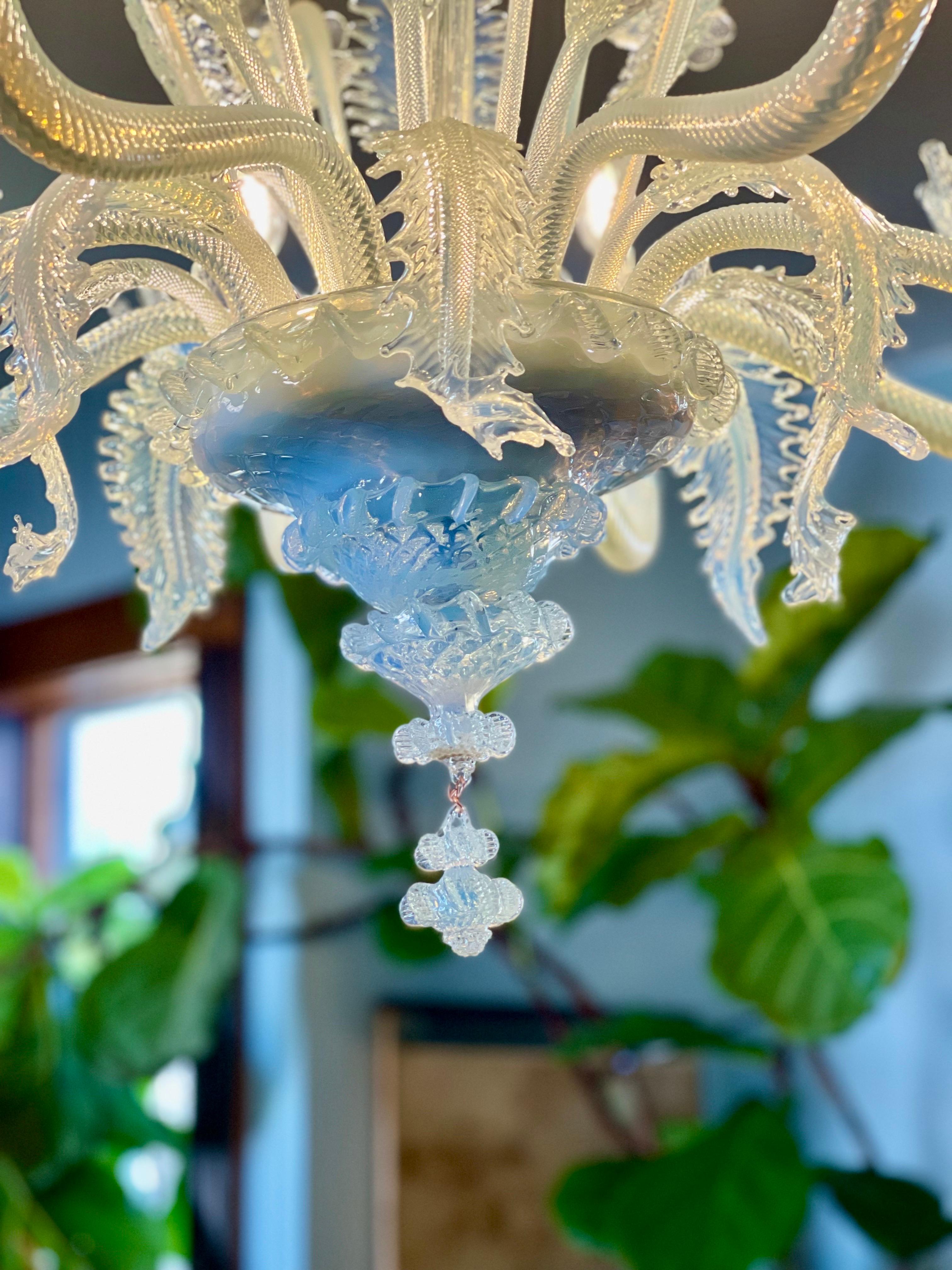 Baroque Rare Opal Venetian - Murano Chandelier  For Sale