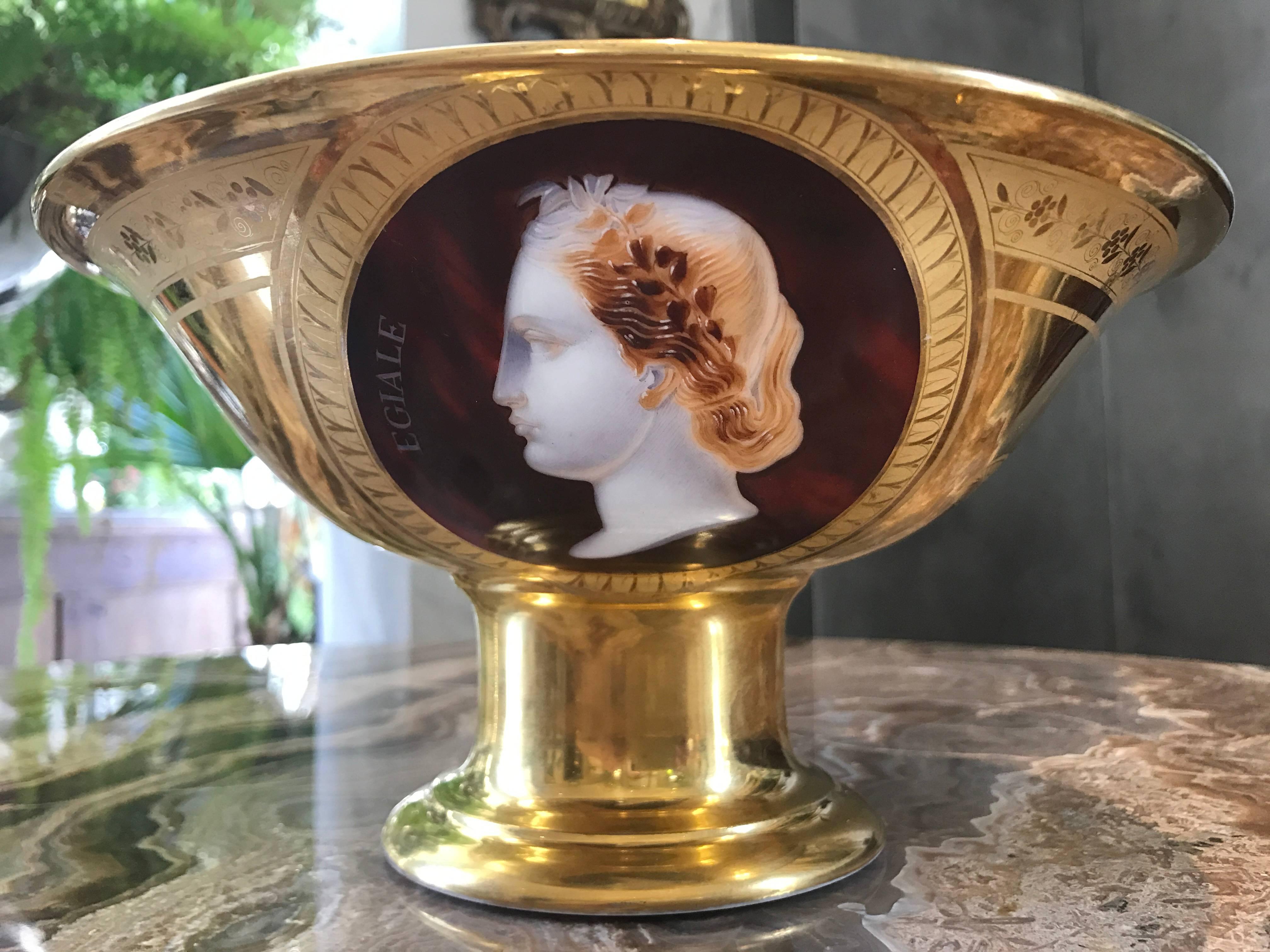 Hand-Crafted A Rare Cameo Inlaid Empire Porcelain Bowl  For Sale