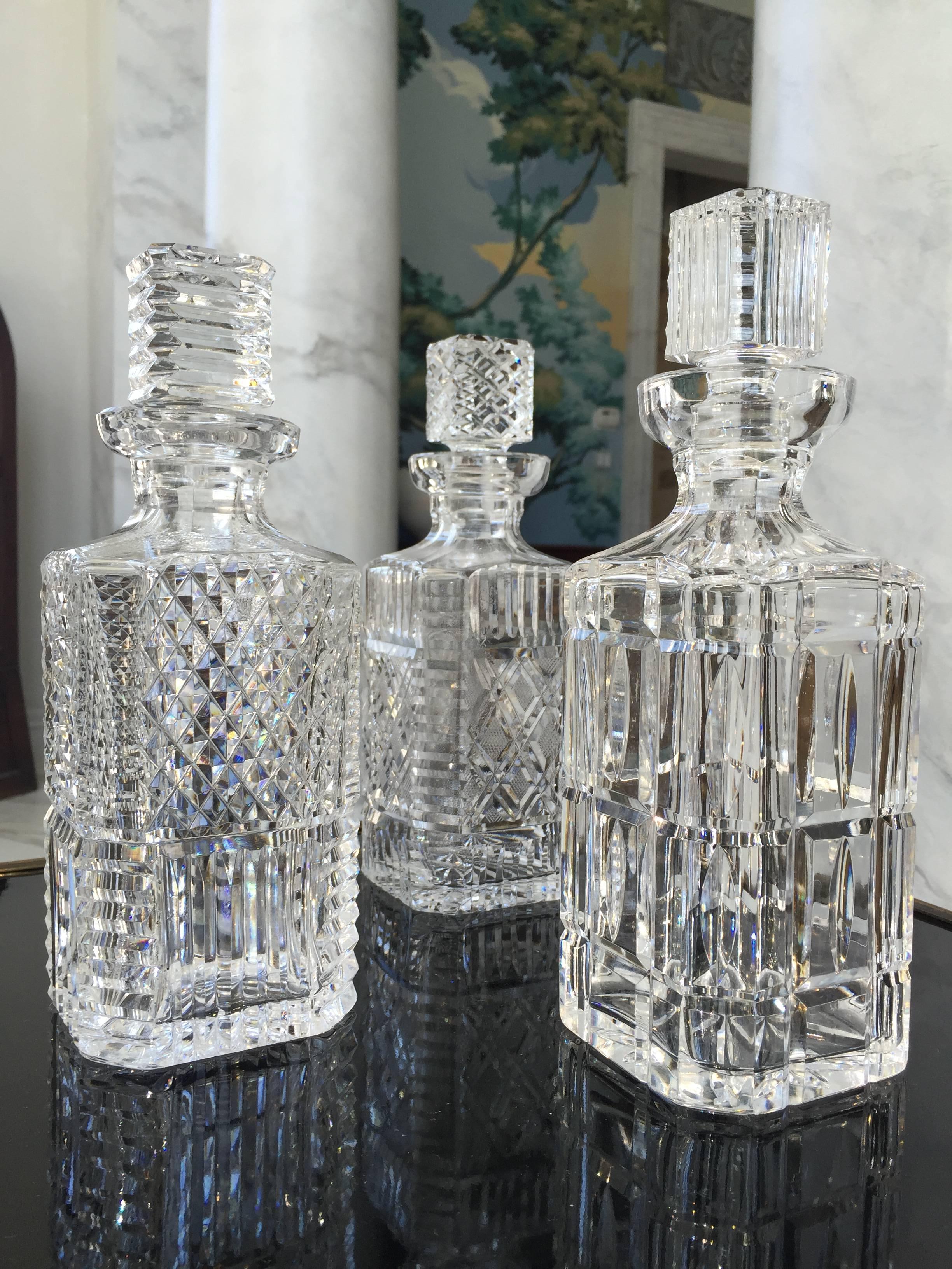 Mid-Century Modern Elegant Set of Five Waterford Cut Crystal Decanters Mid-20th Century