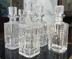 Elegant Set of Five Waterford Cut Crystal Decanters Mid-20th Century