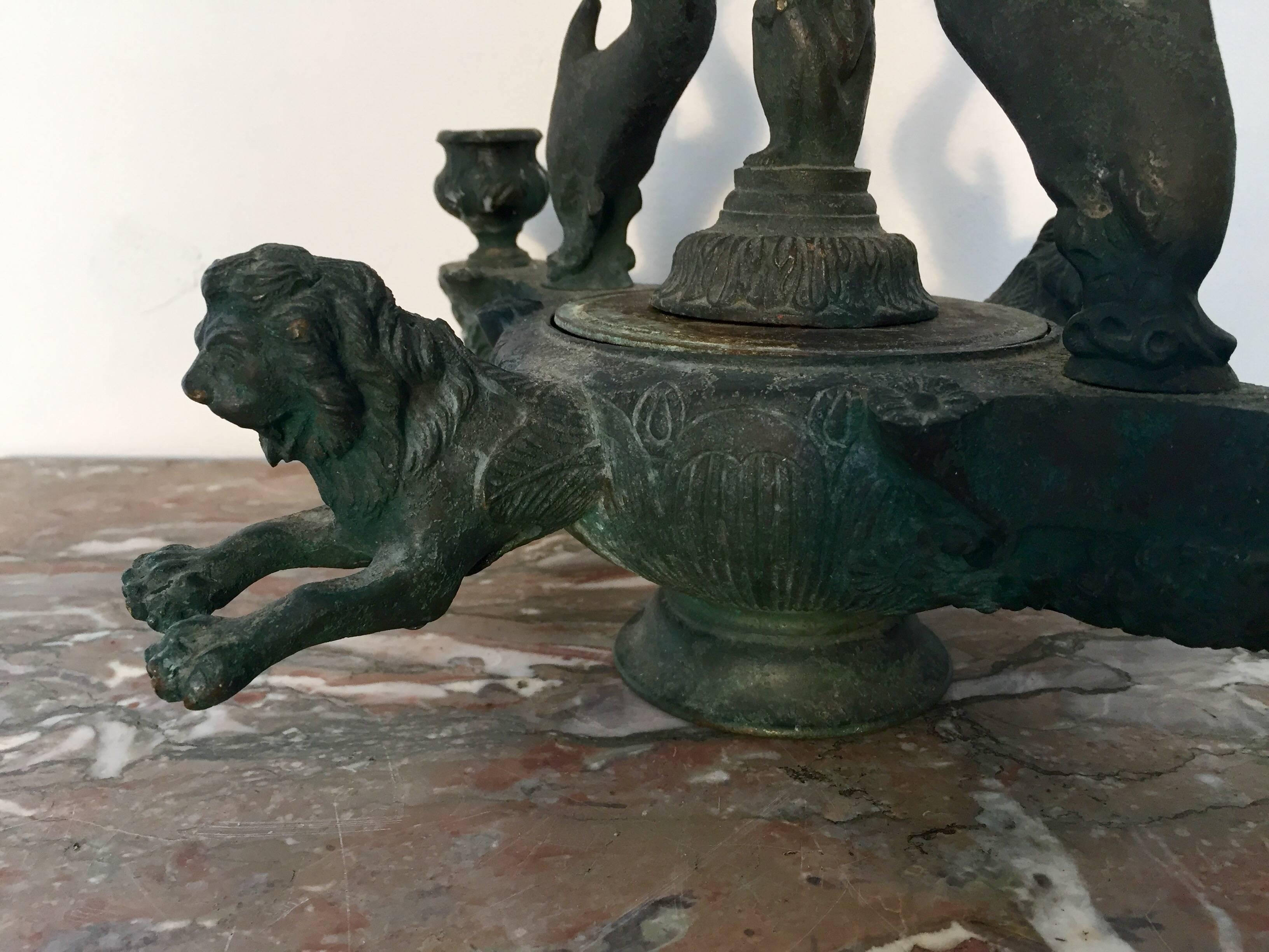 Cast Pompeiian Oil-Burning Hanging Lamp