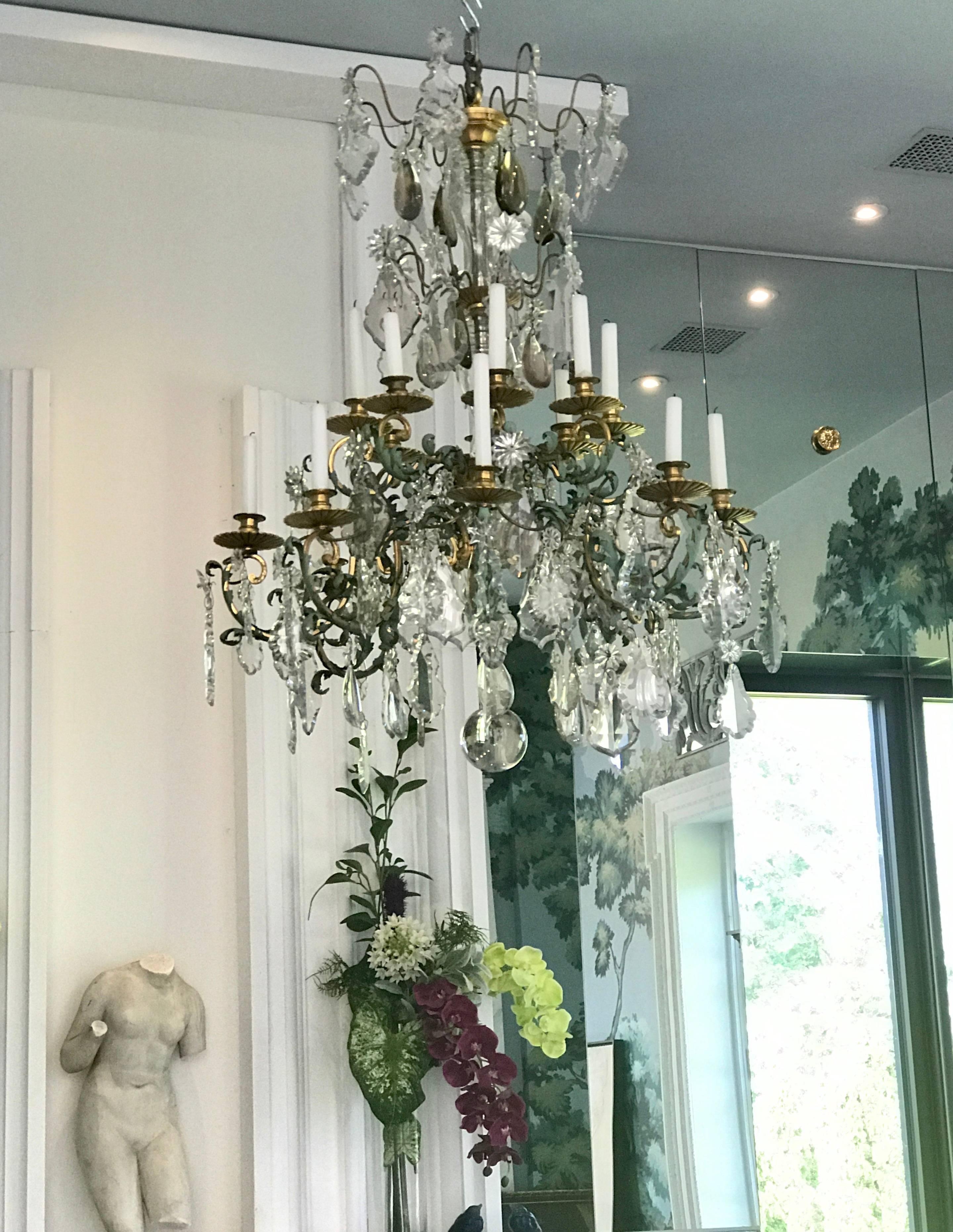 Gilt Baccarat Style Crystal Chandelier