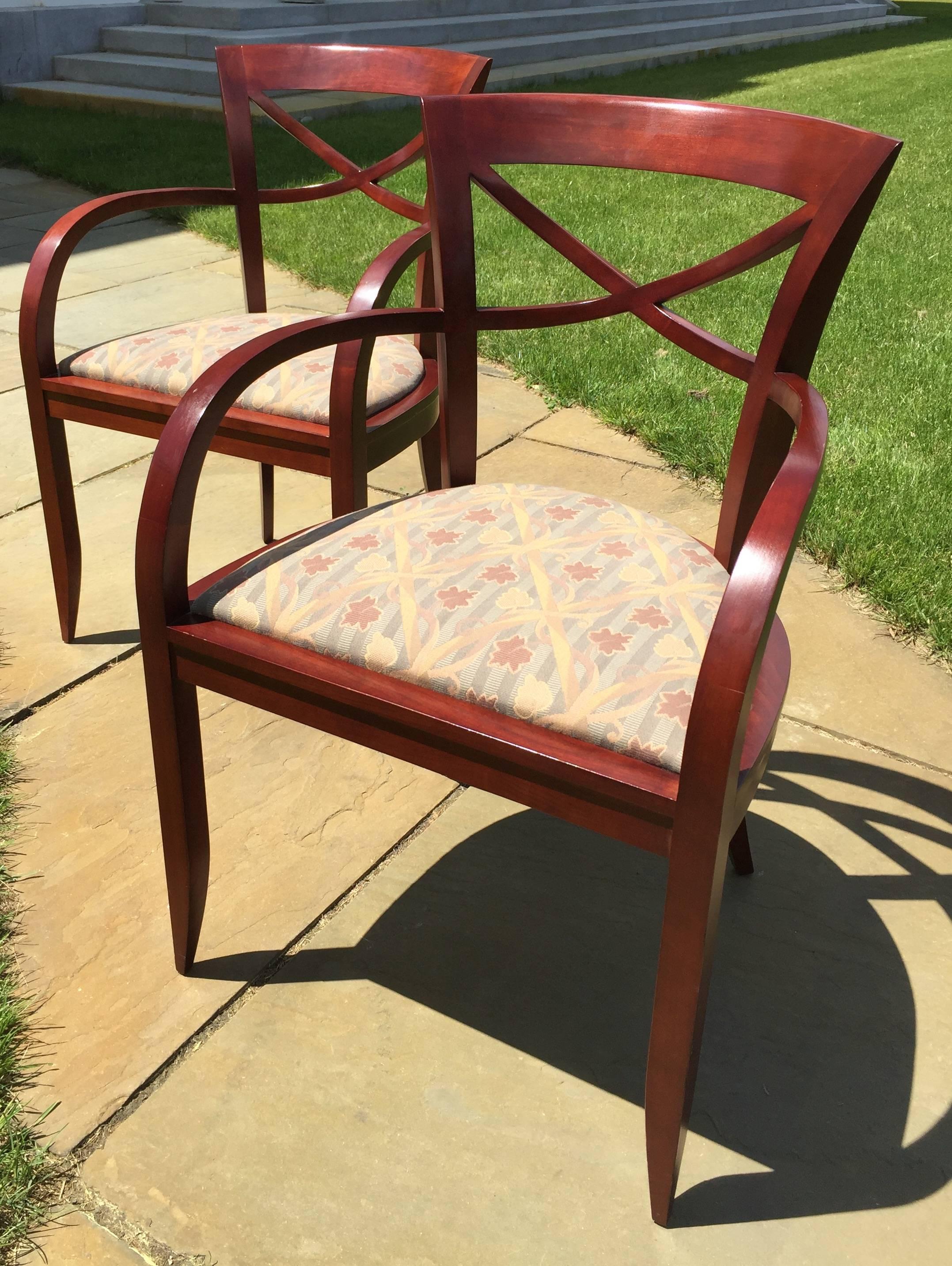 Modern Pair of Armchairs by David Edward made of Cherrywood,  Baltimore, MD