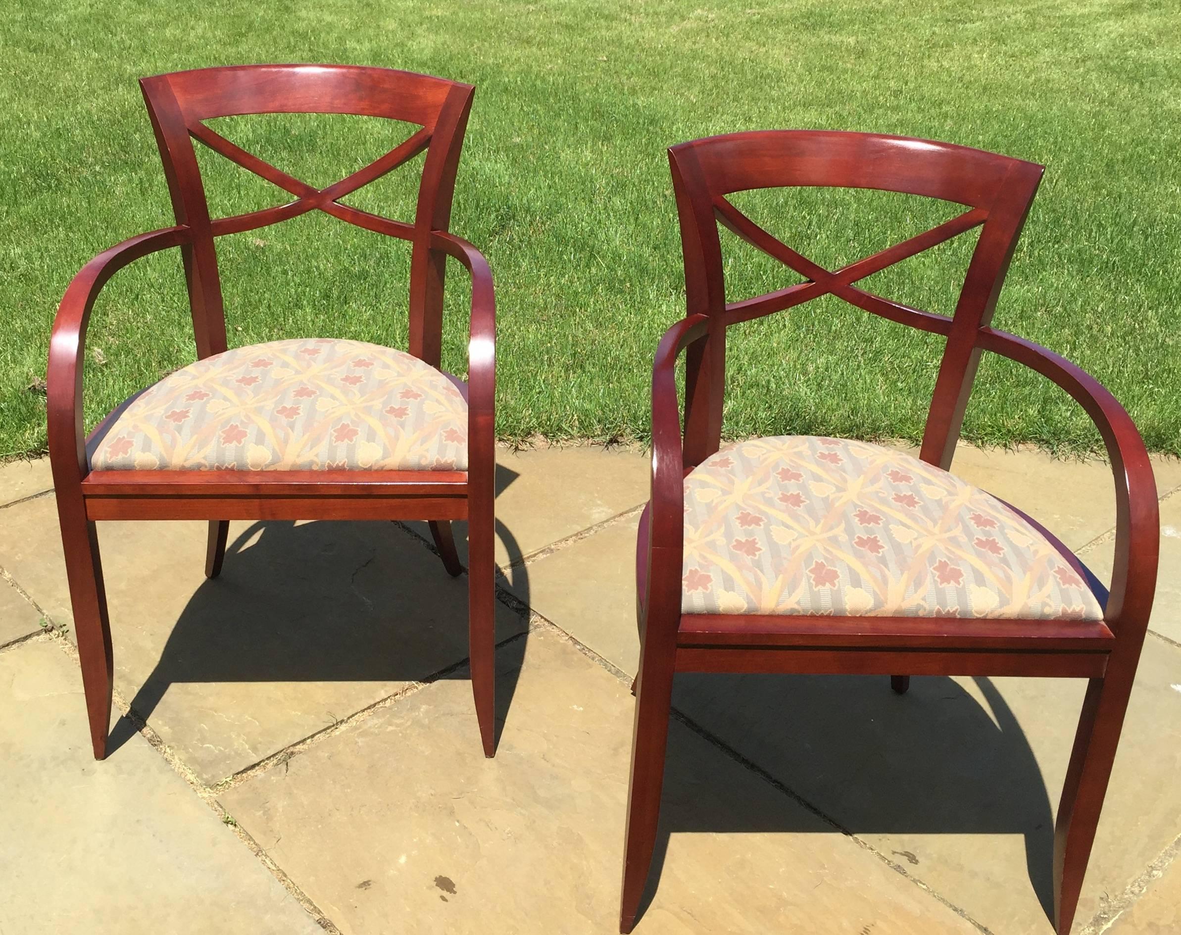 Hand-Crafted Pair of Armchairs by David Edward made of Cherrywood,  Baltimore, MD