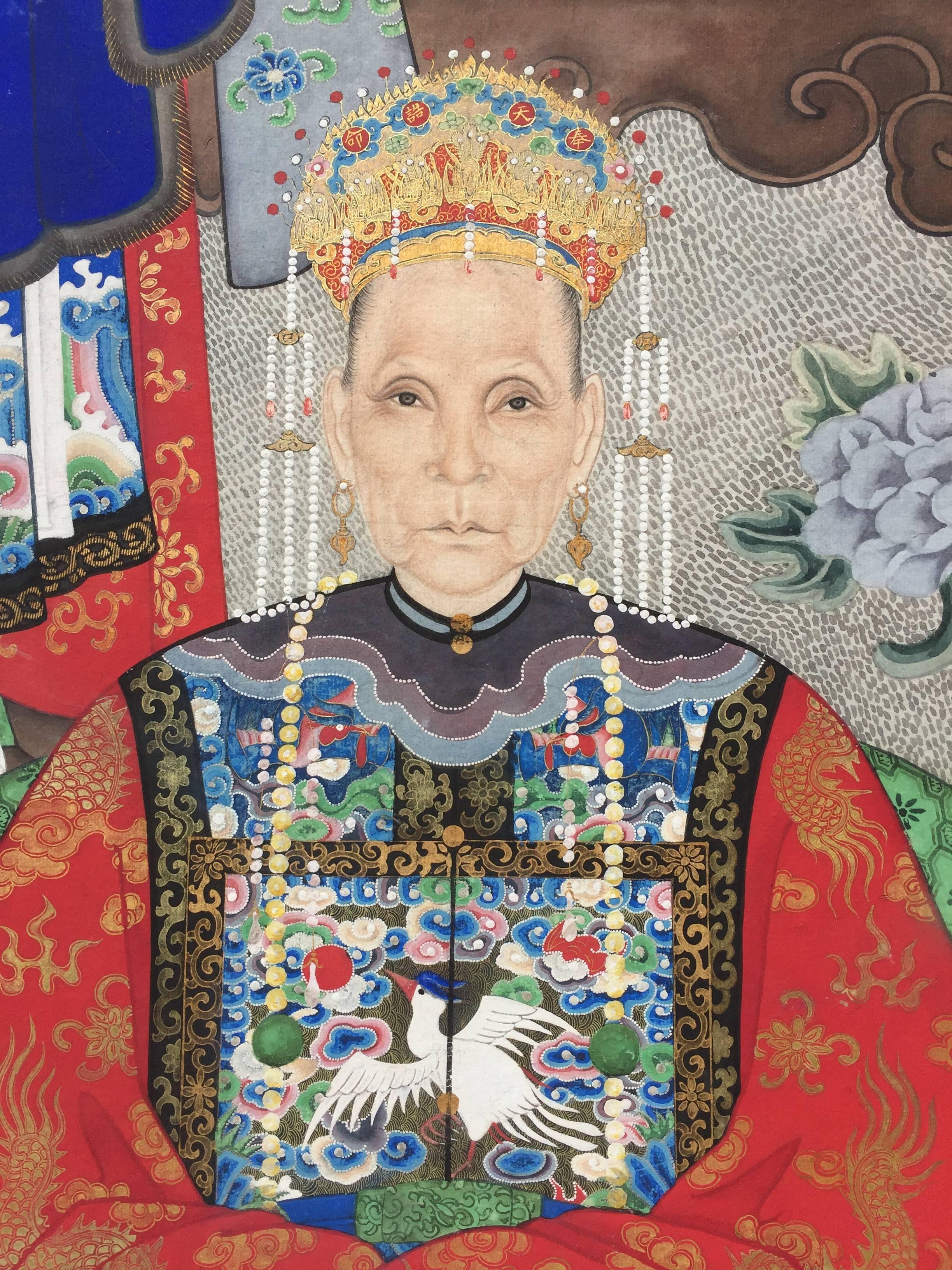 Painted Chinese Ancestral Portrait 