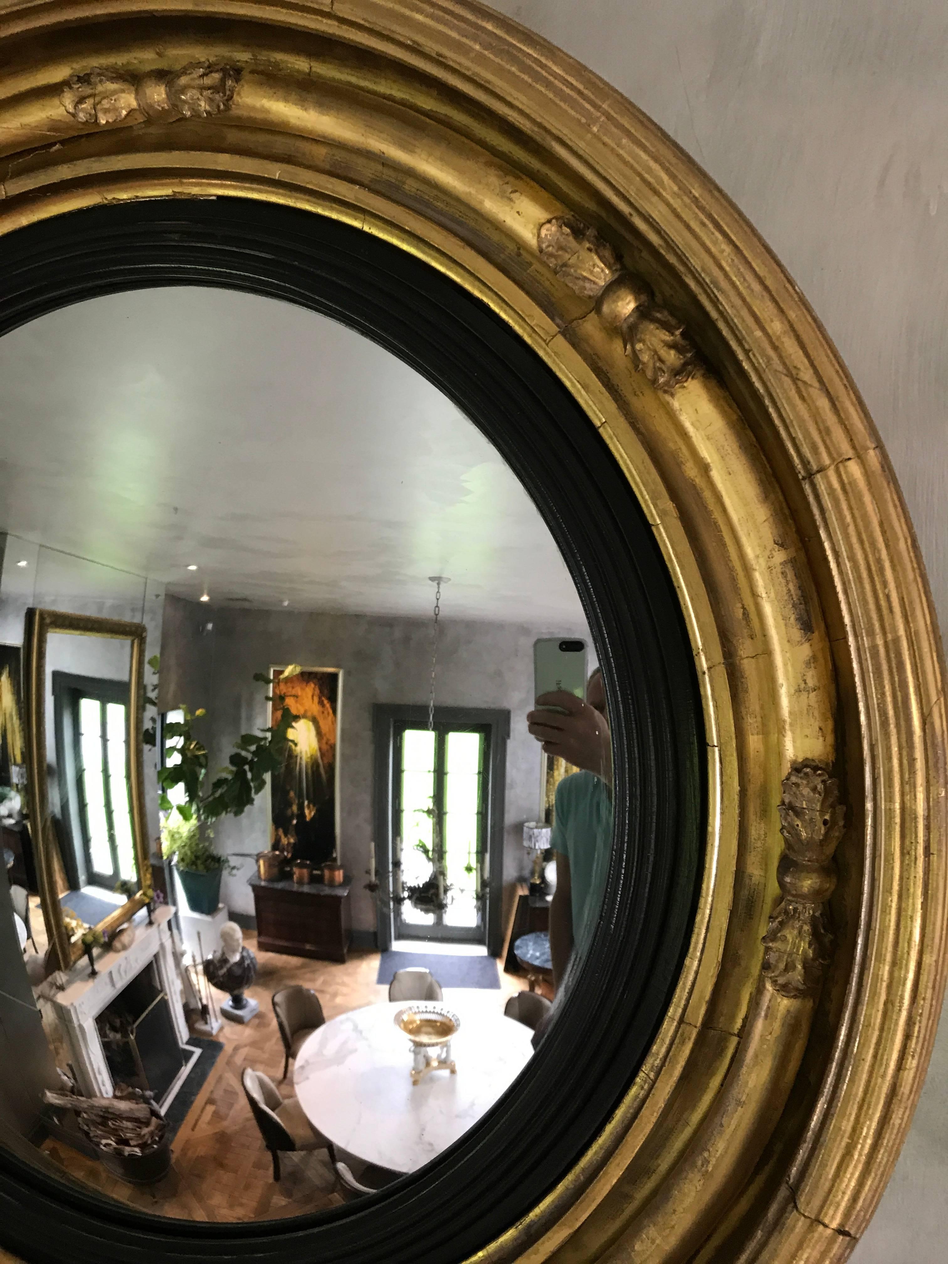 Early 19th Century Monumental Convex Mirror 