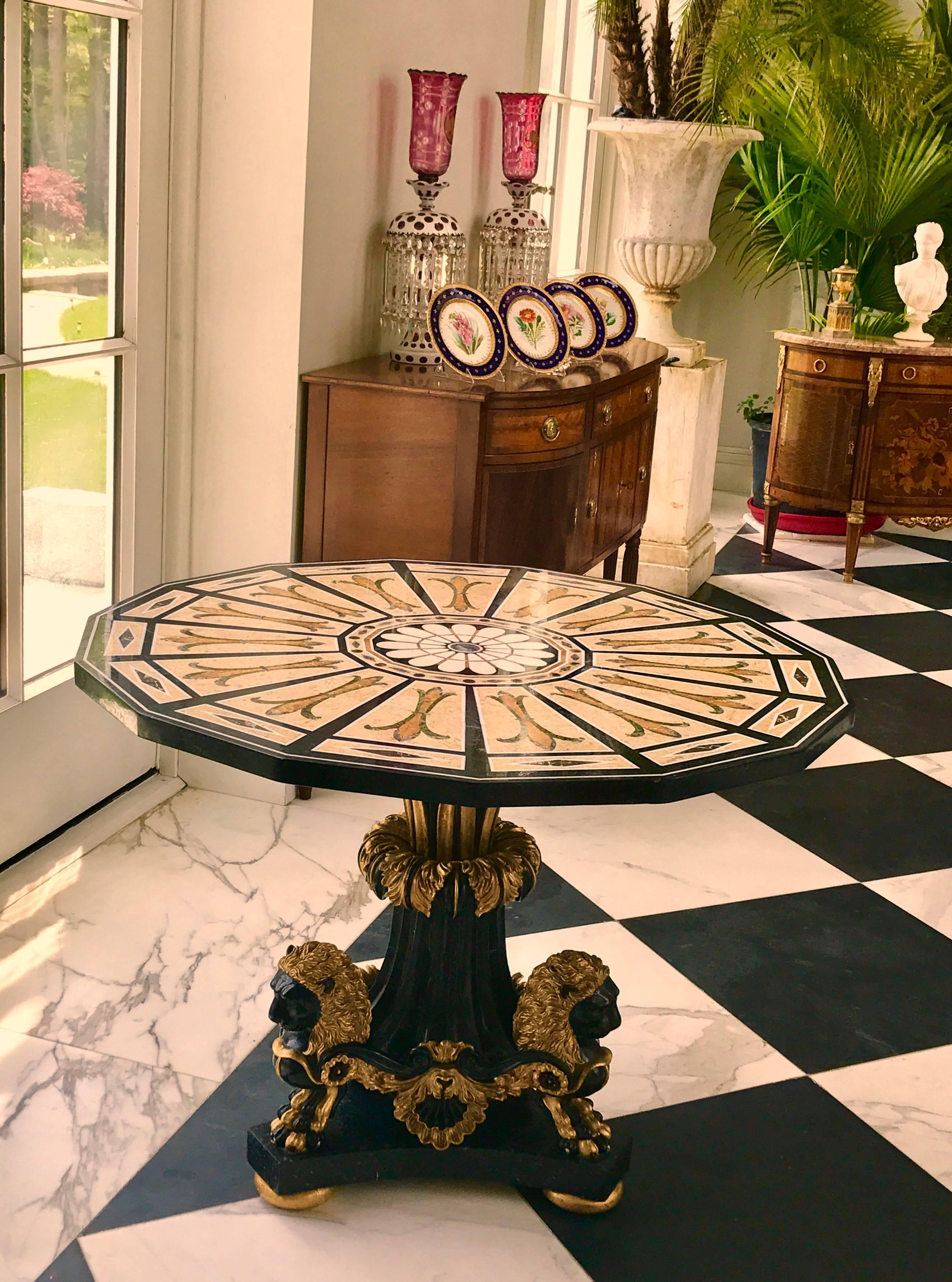 A Marble Center Table  In Excellent Condition For Sale In New Haven, CT