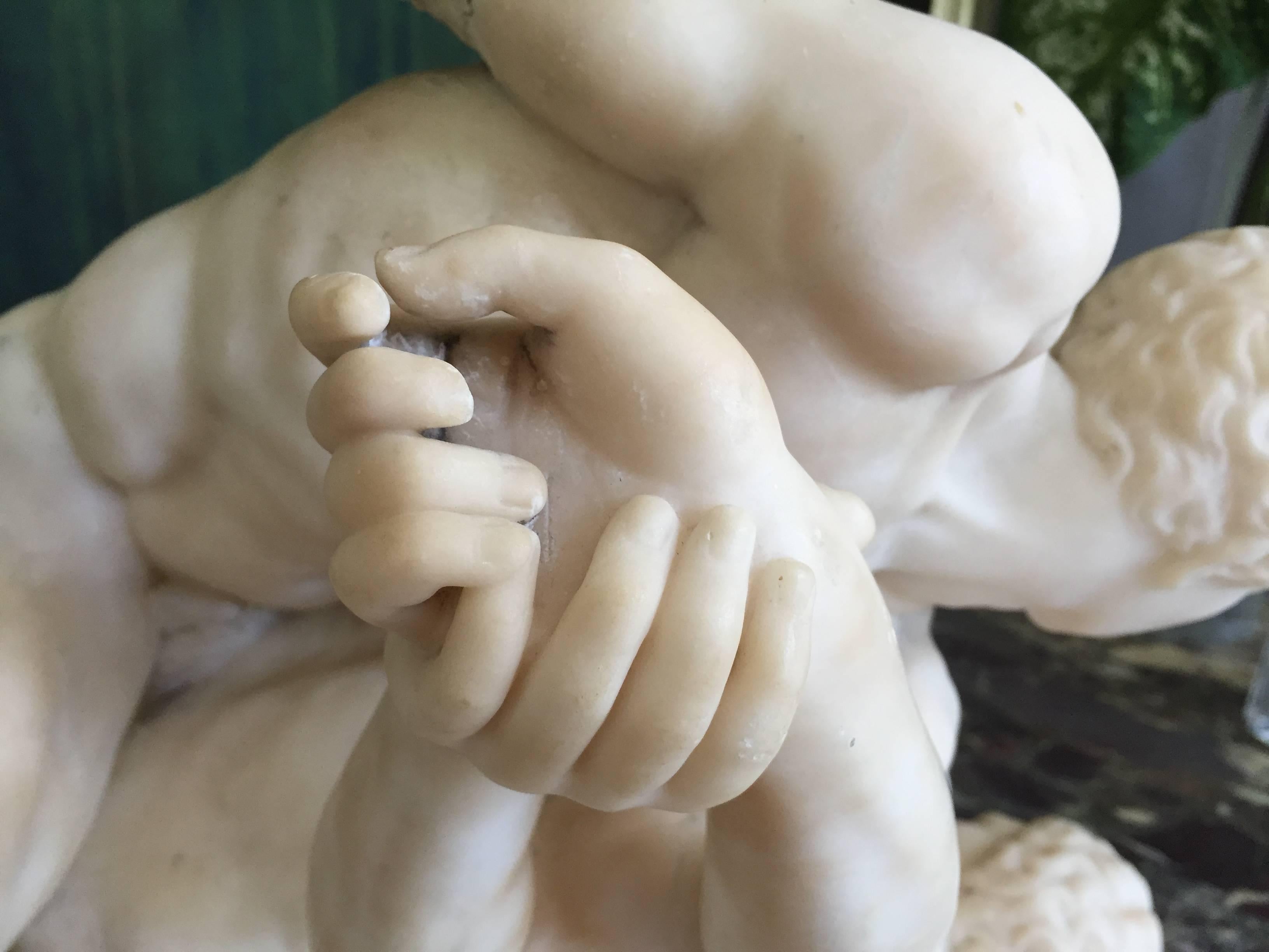 Sculpture in Alabaster of the Male Nude Wrestlers, Florence, circa 1870 In Good Condition In New Haven, CT