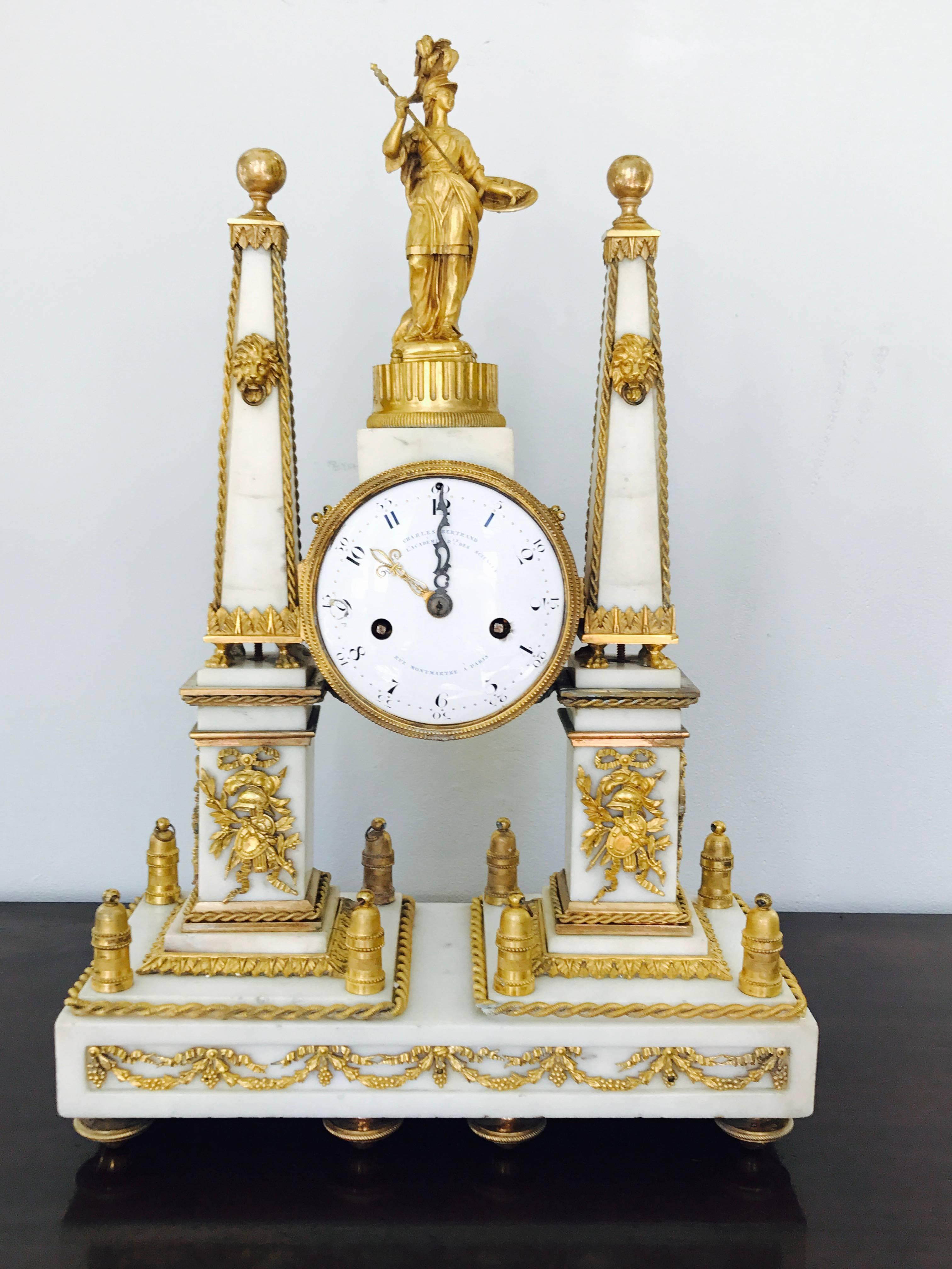 Marble Clock, Louis XVI  For Sale 2