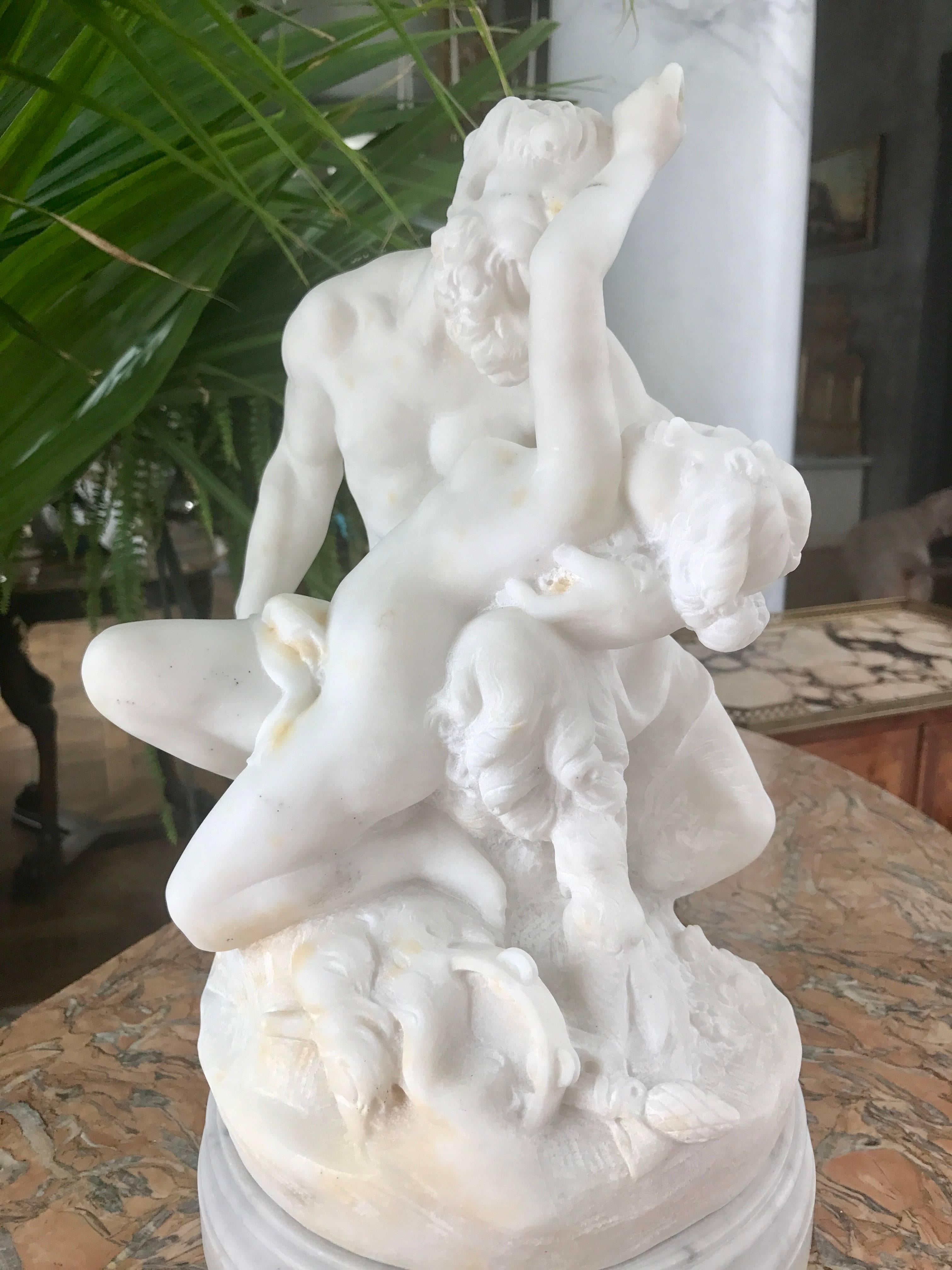 Masterfully executed marble sculpture of Marsyas with lover.
French after the Greek Antique 
Ca 1780
