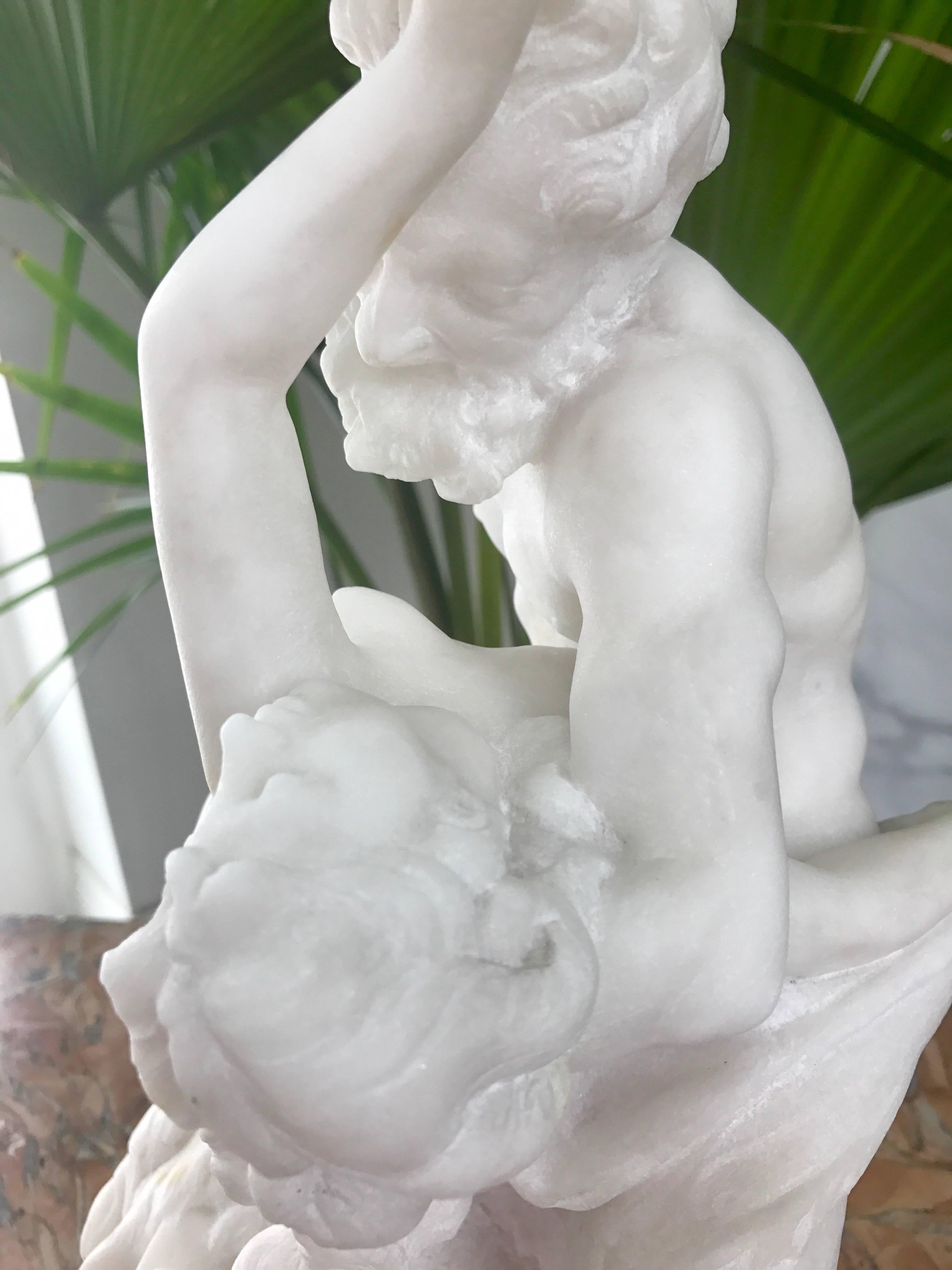 Carved Marble Sculpture of Satyr  For Sale