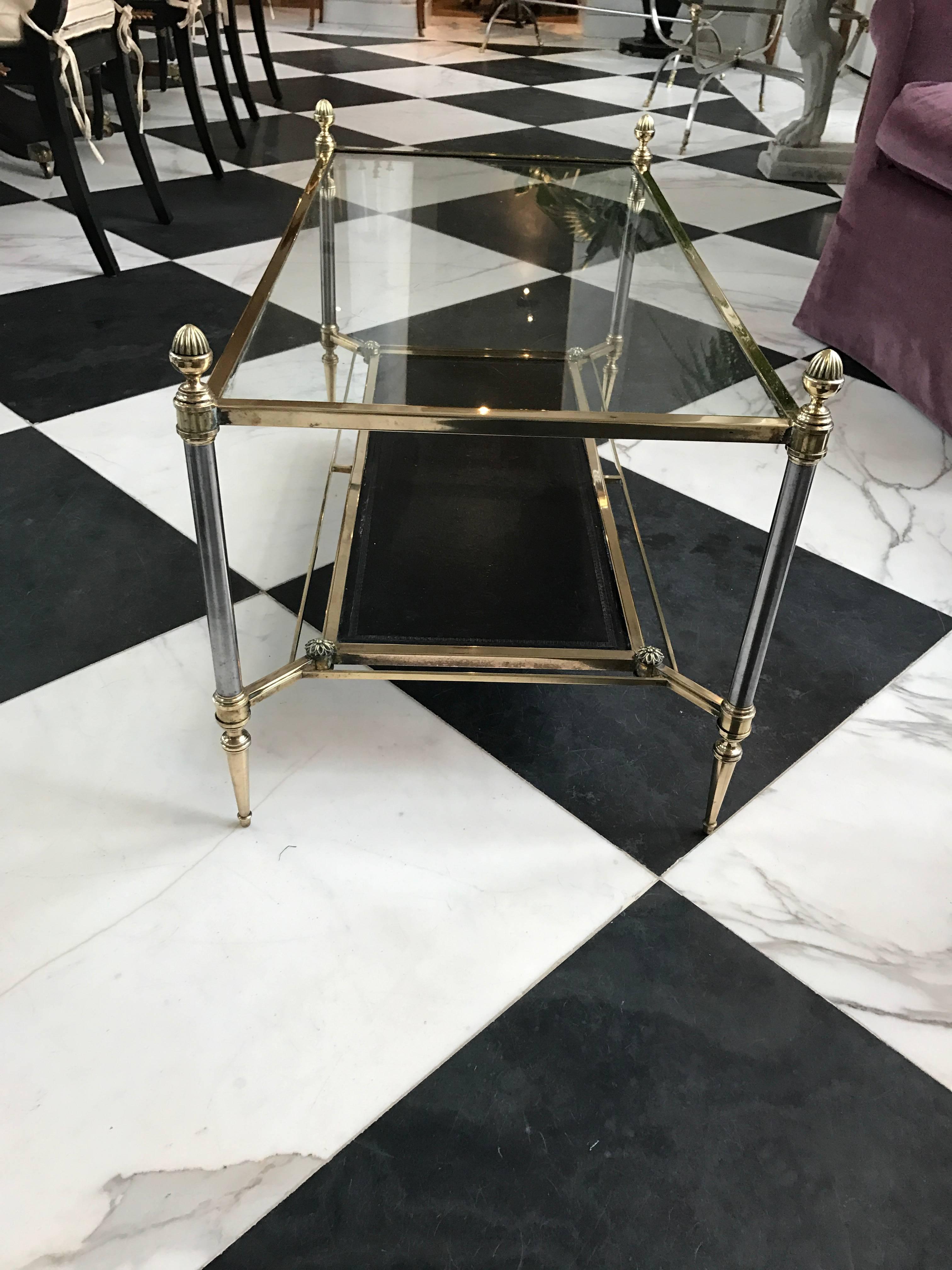 Mid-Century Modern Maison Jansen Neoclassical Glass Top Coffee Table
