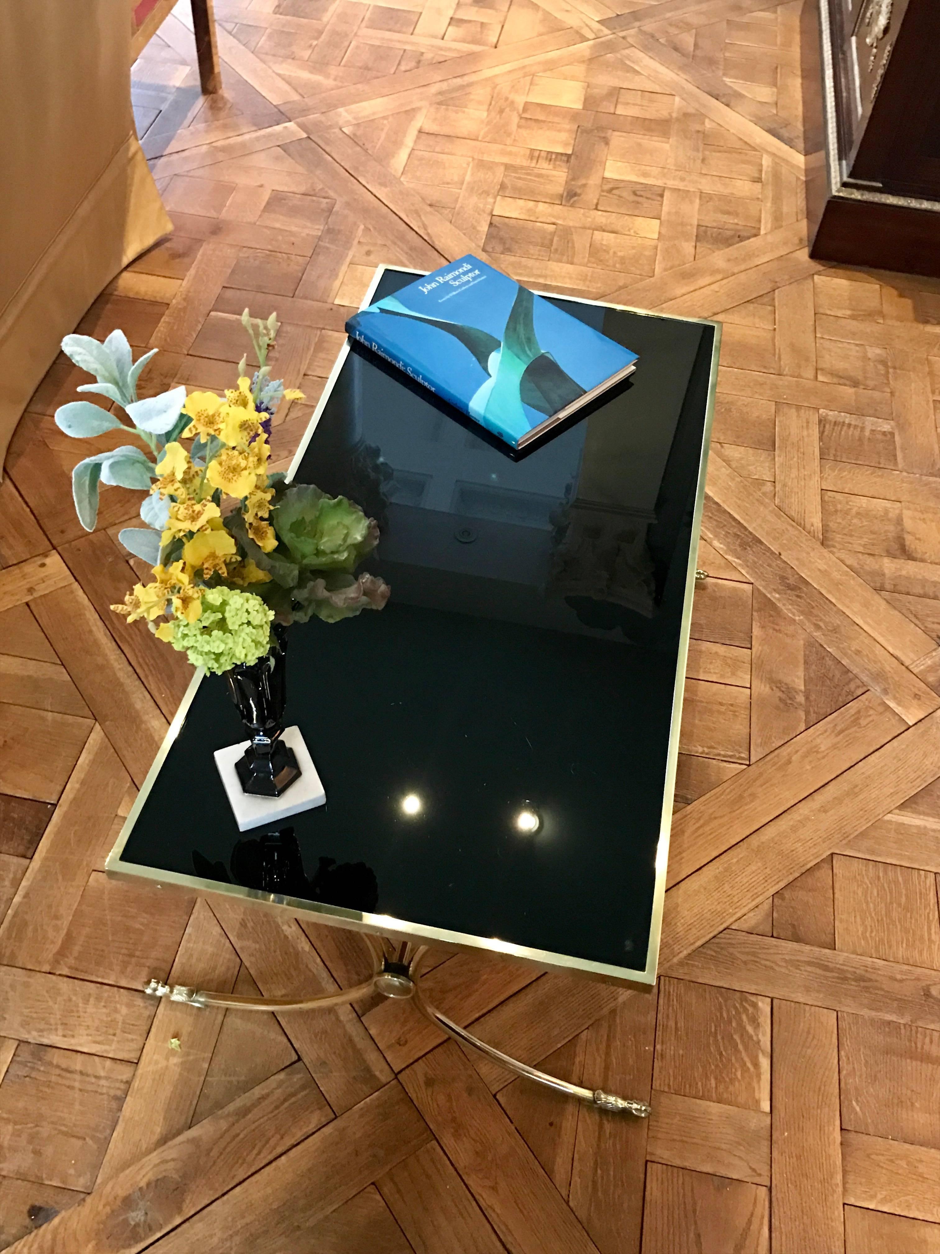 Neoclassical Glass Top Coffee Table  For Sale