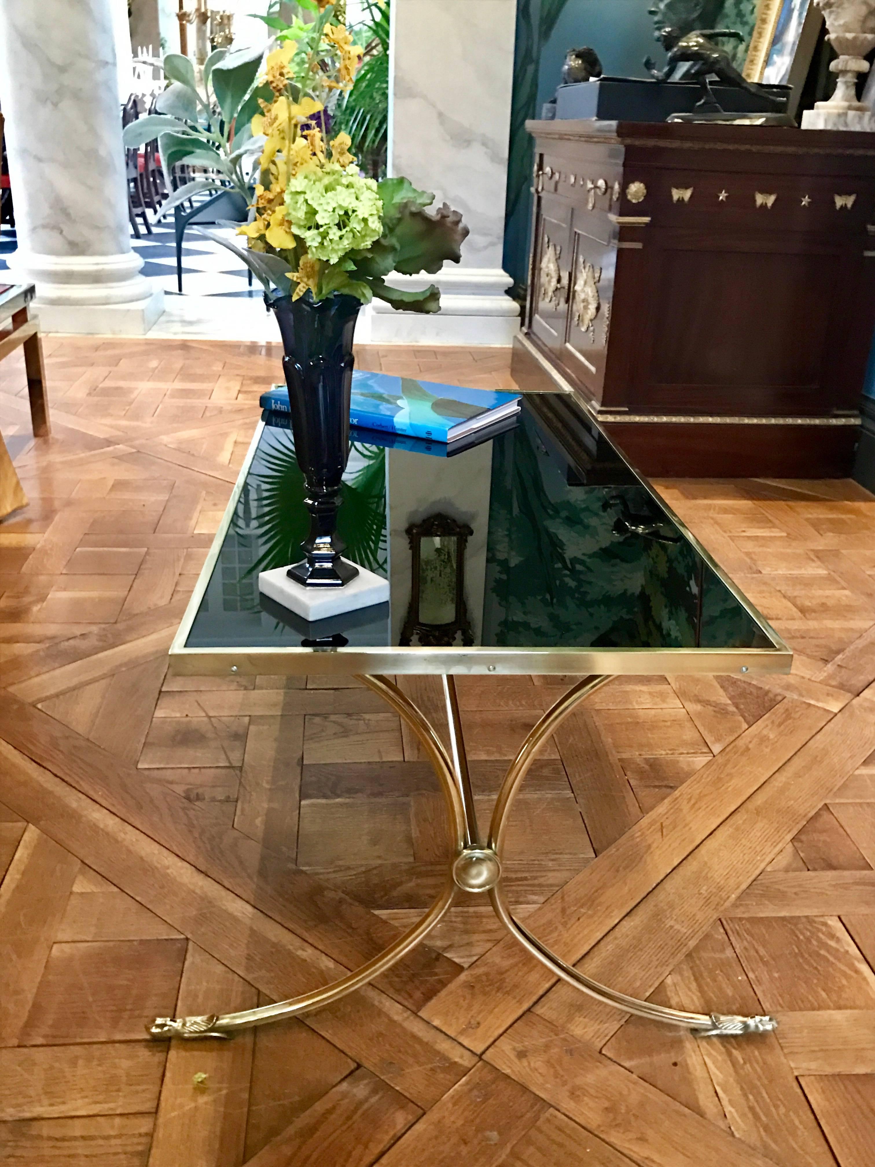 French Glass Top Coffee Table  For Sale