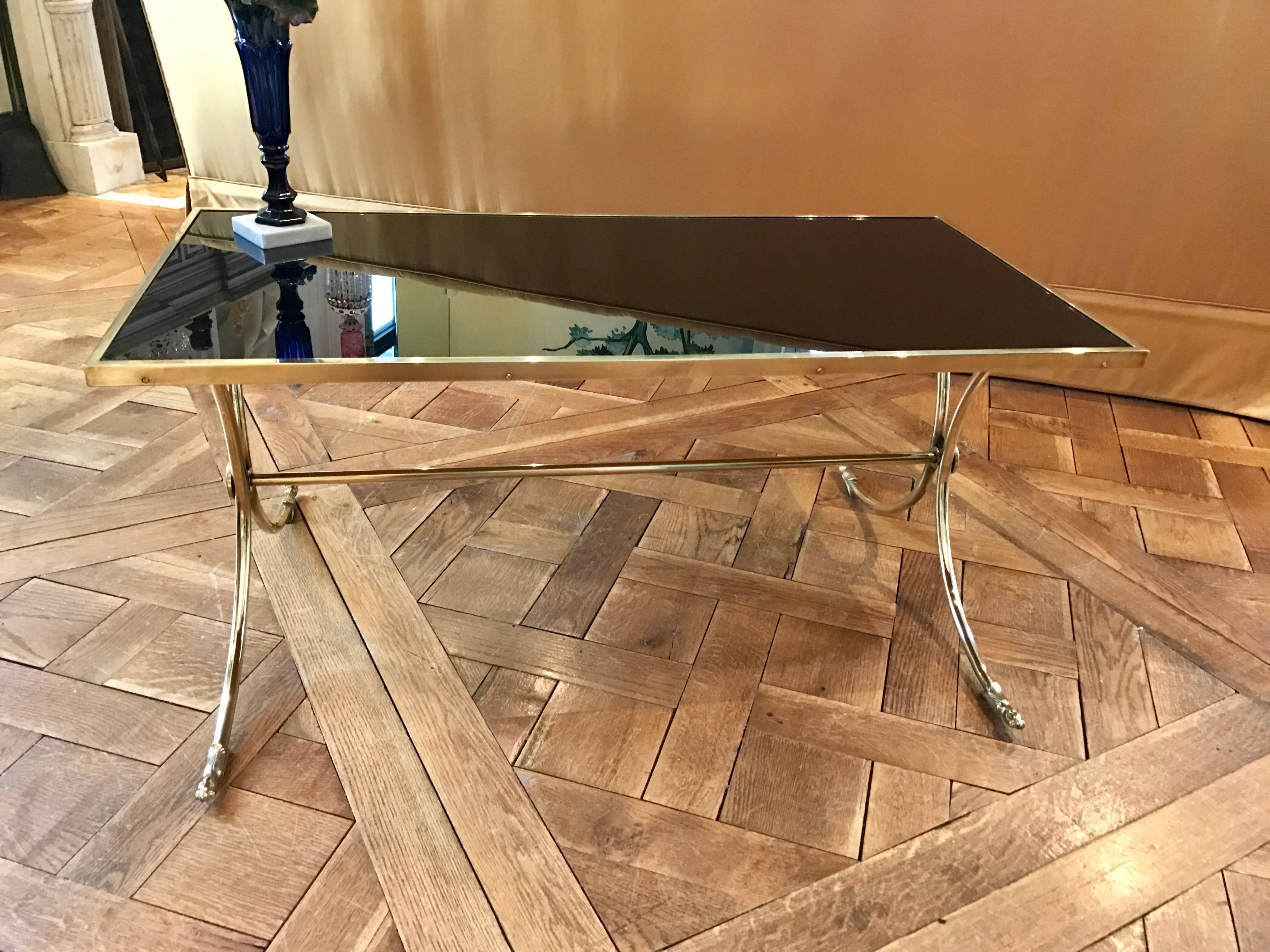 Forged Glass Top Coffee Table  For Sale